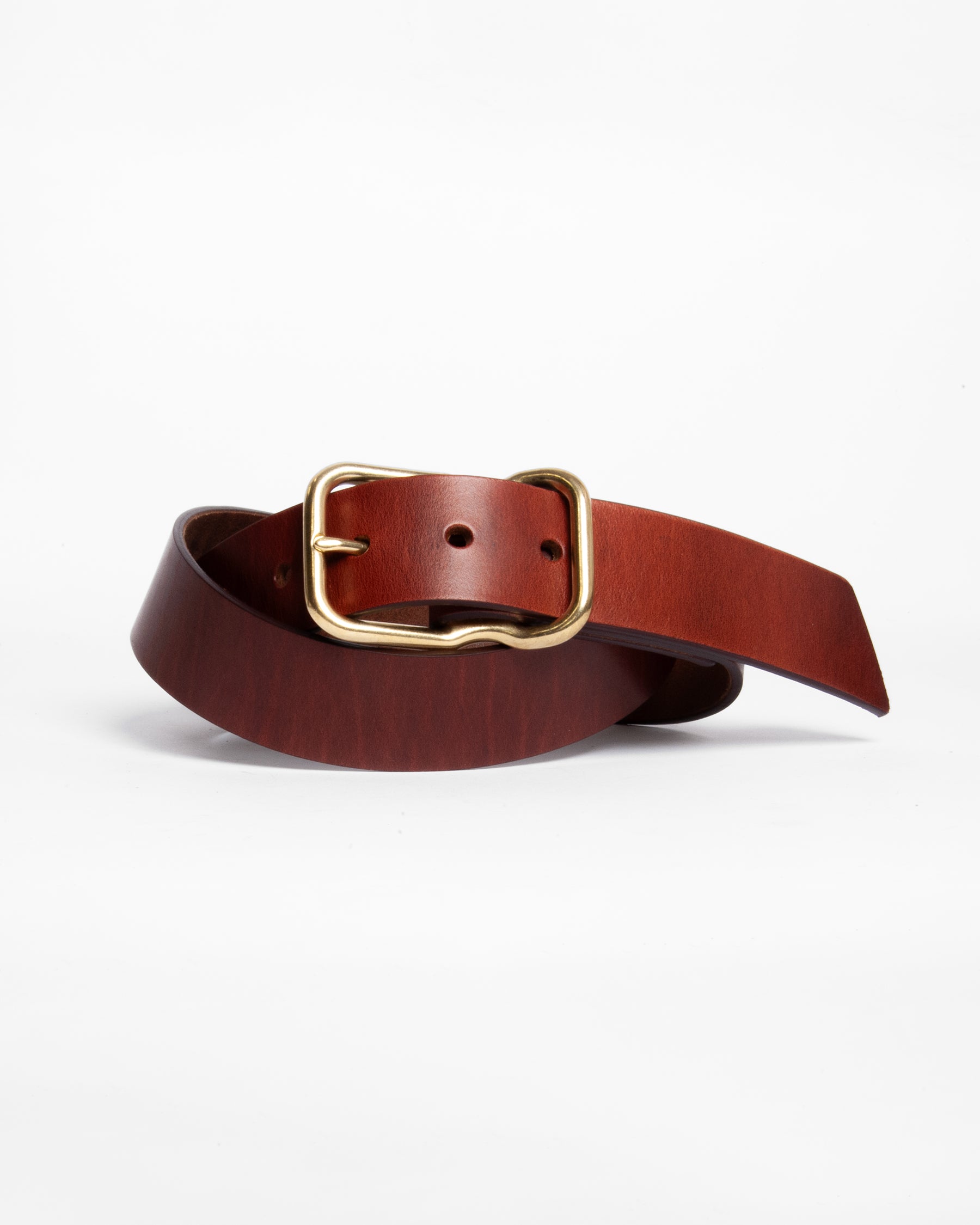 112 Signature Leather Belt - Chestnut - Brass