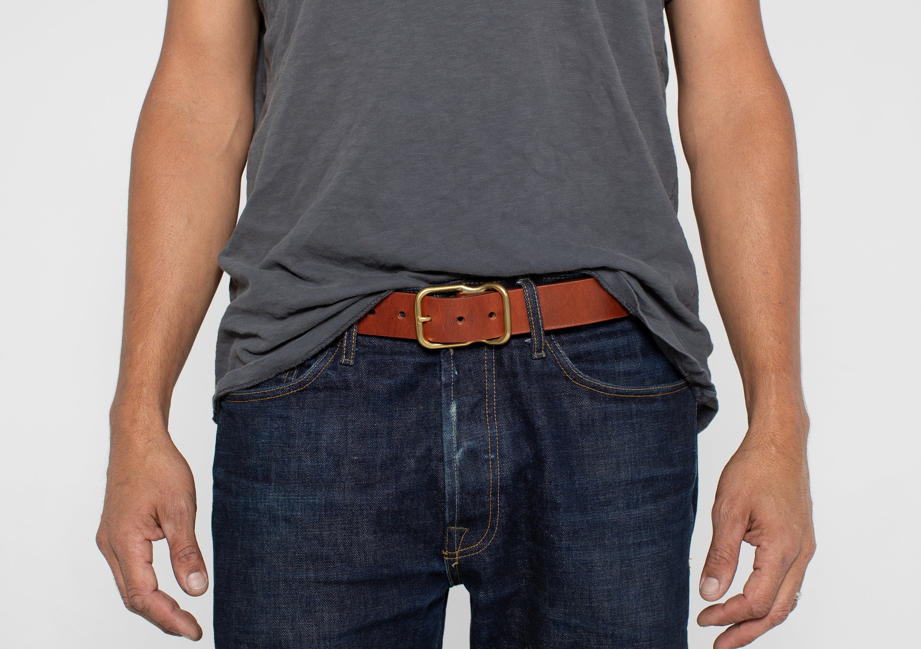 112 Signature Leather Belt - Chestnut - Brass