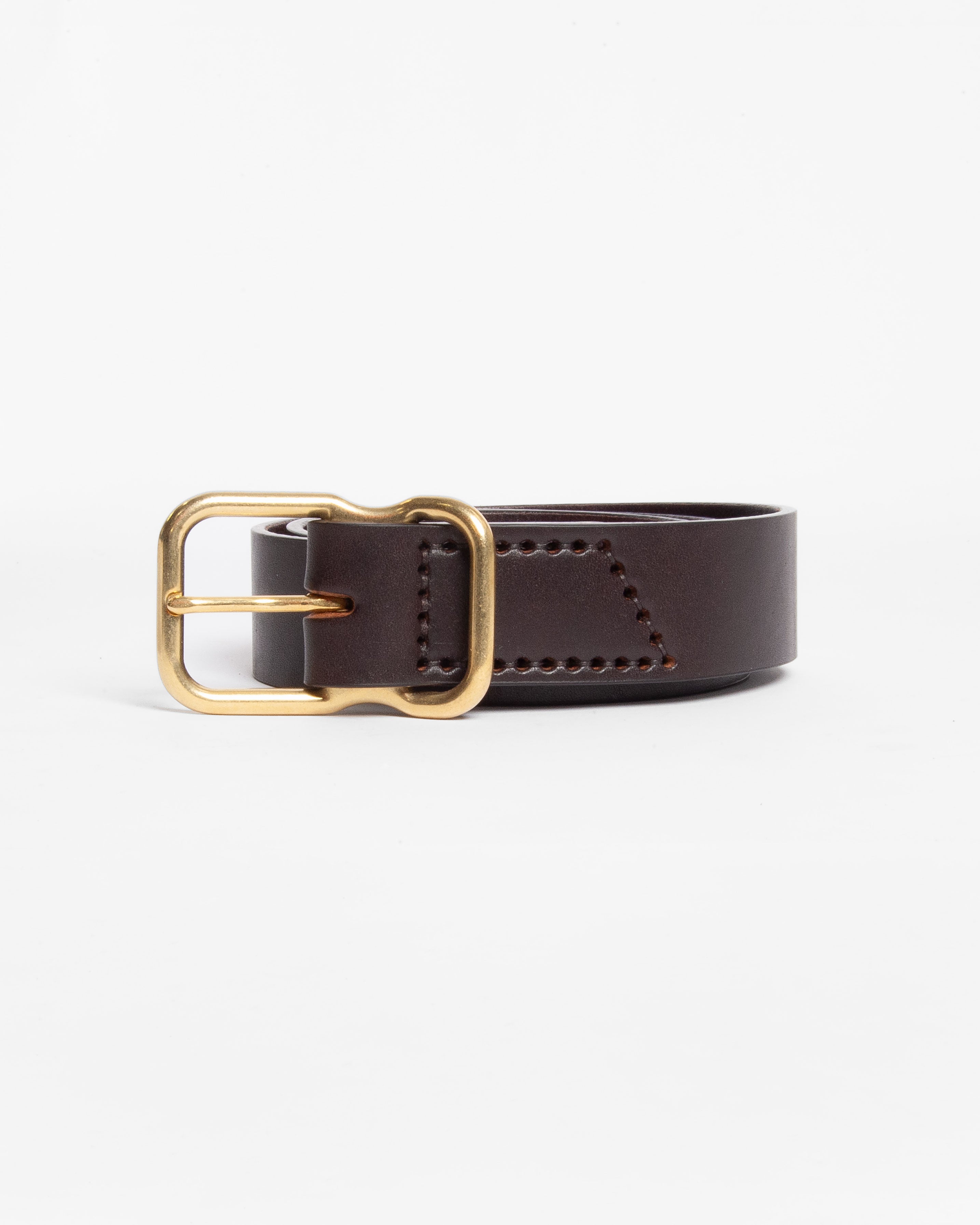 112 Signature Leather Belt - Dark Brown - Brass