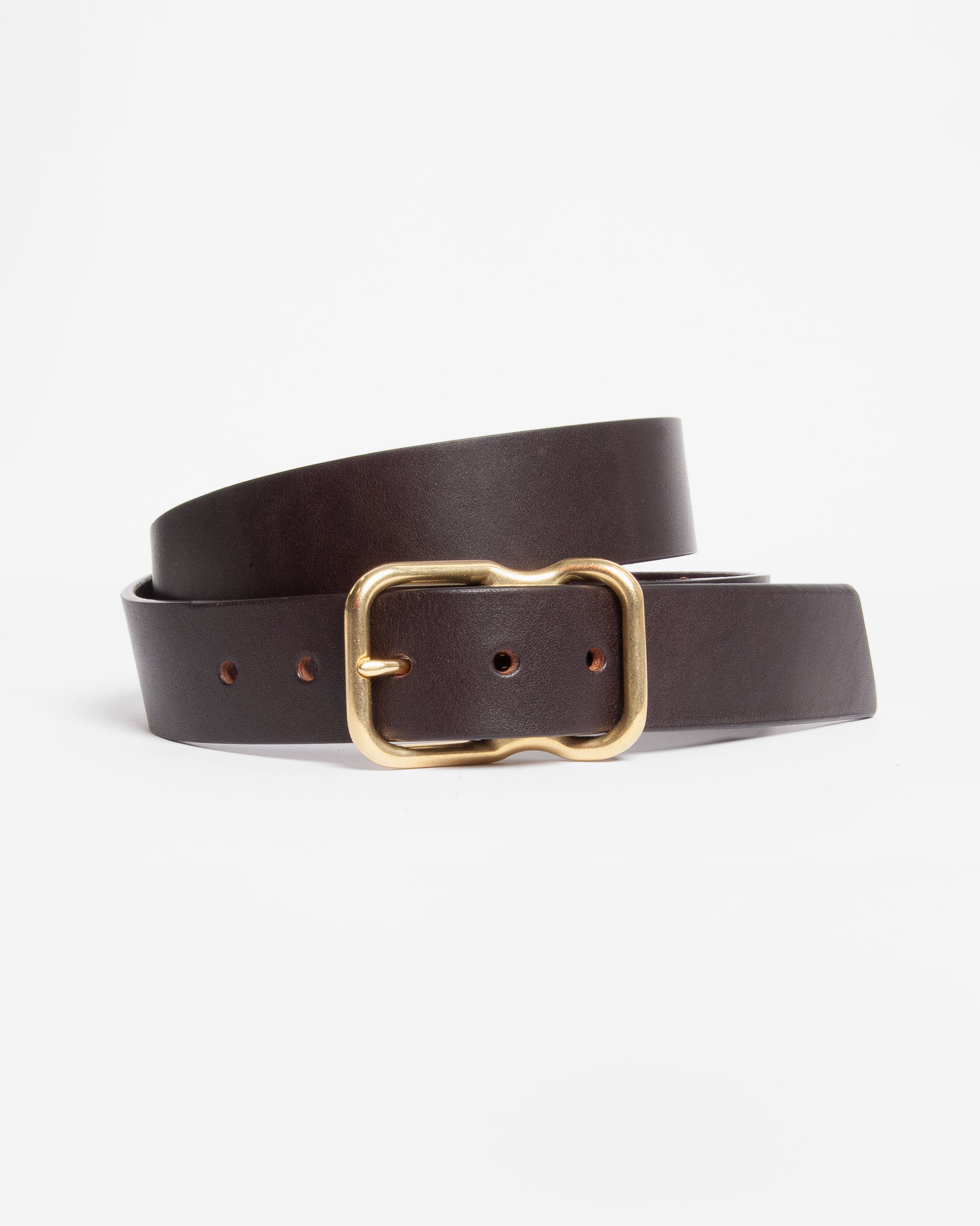 112 Signature Leather Belt - Dark Brown - Brass