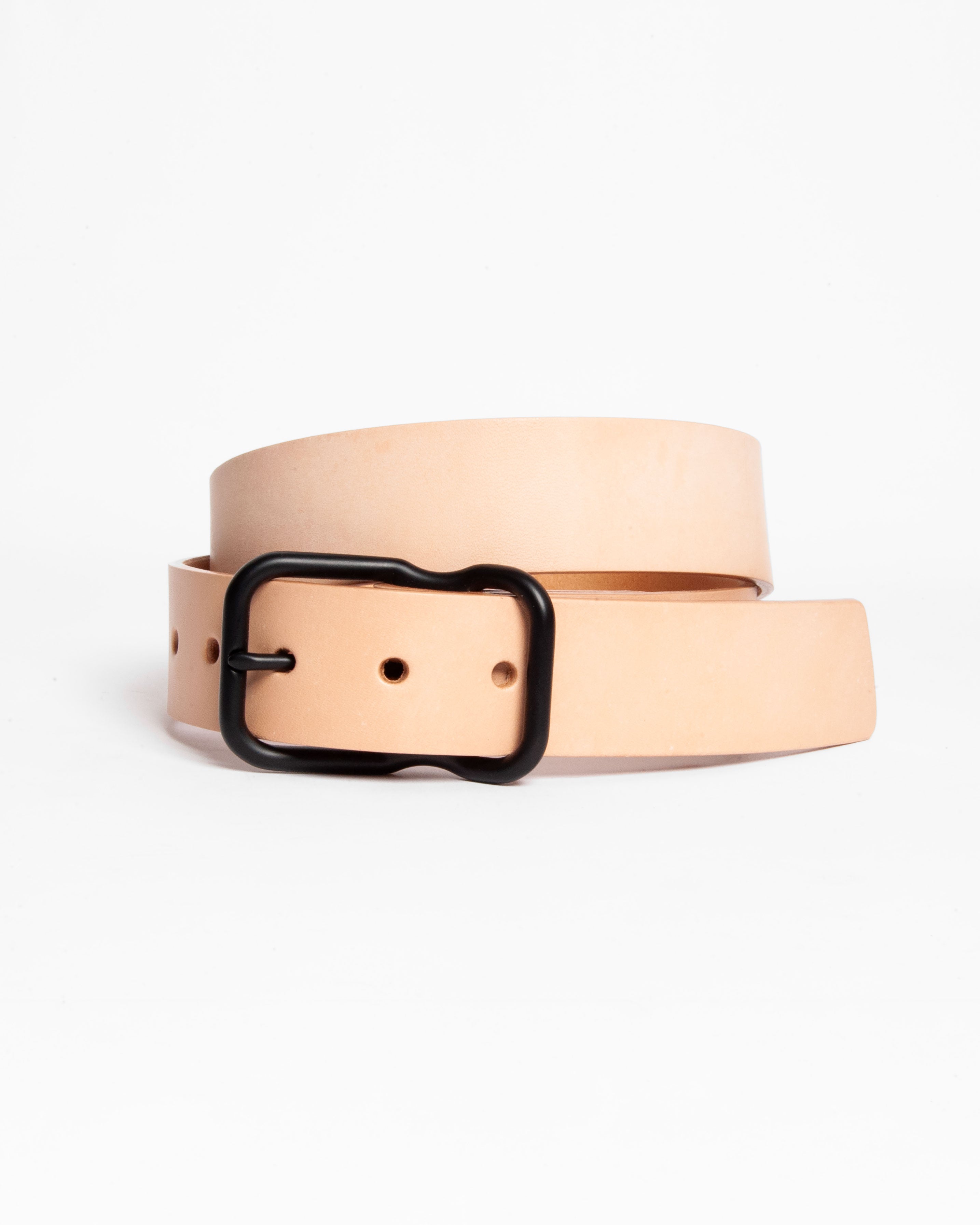 112 Signature Leather Belt - Natural Veg Tan - Black