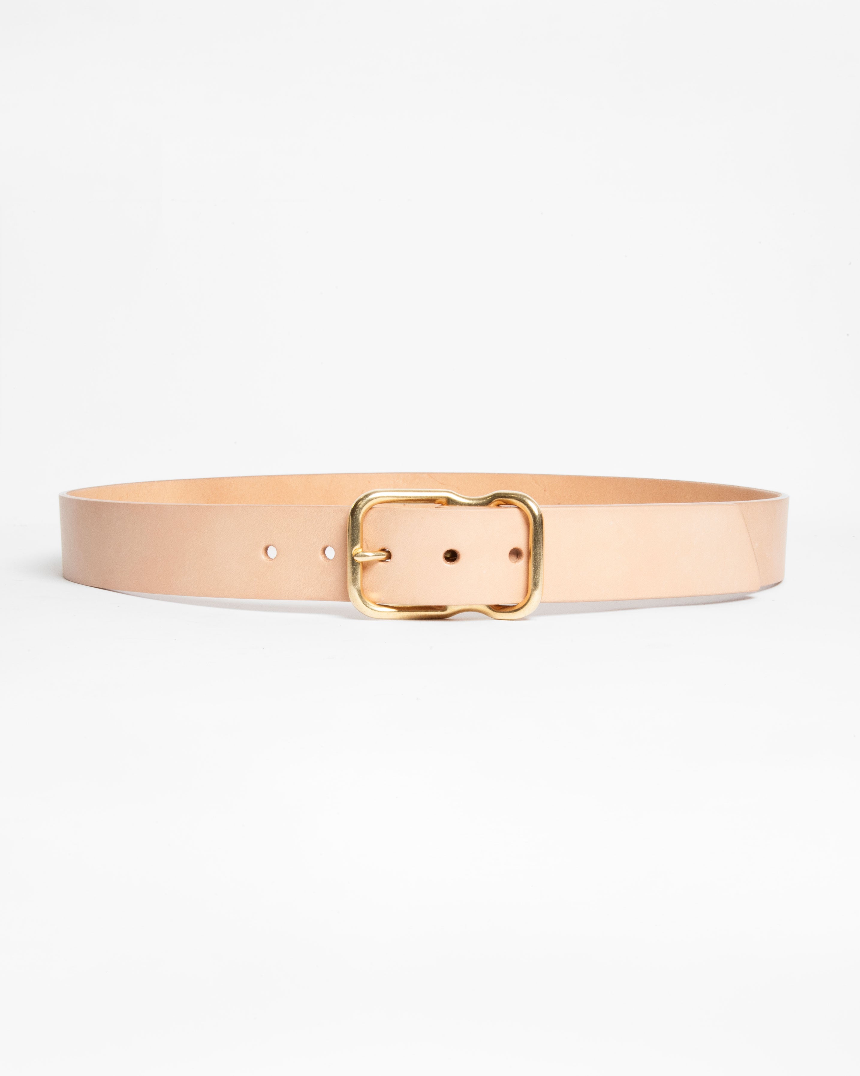 112 Signature Leather Belt - Natural Veg Tan - Brass