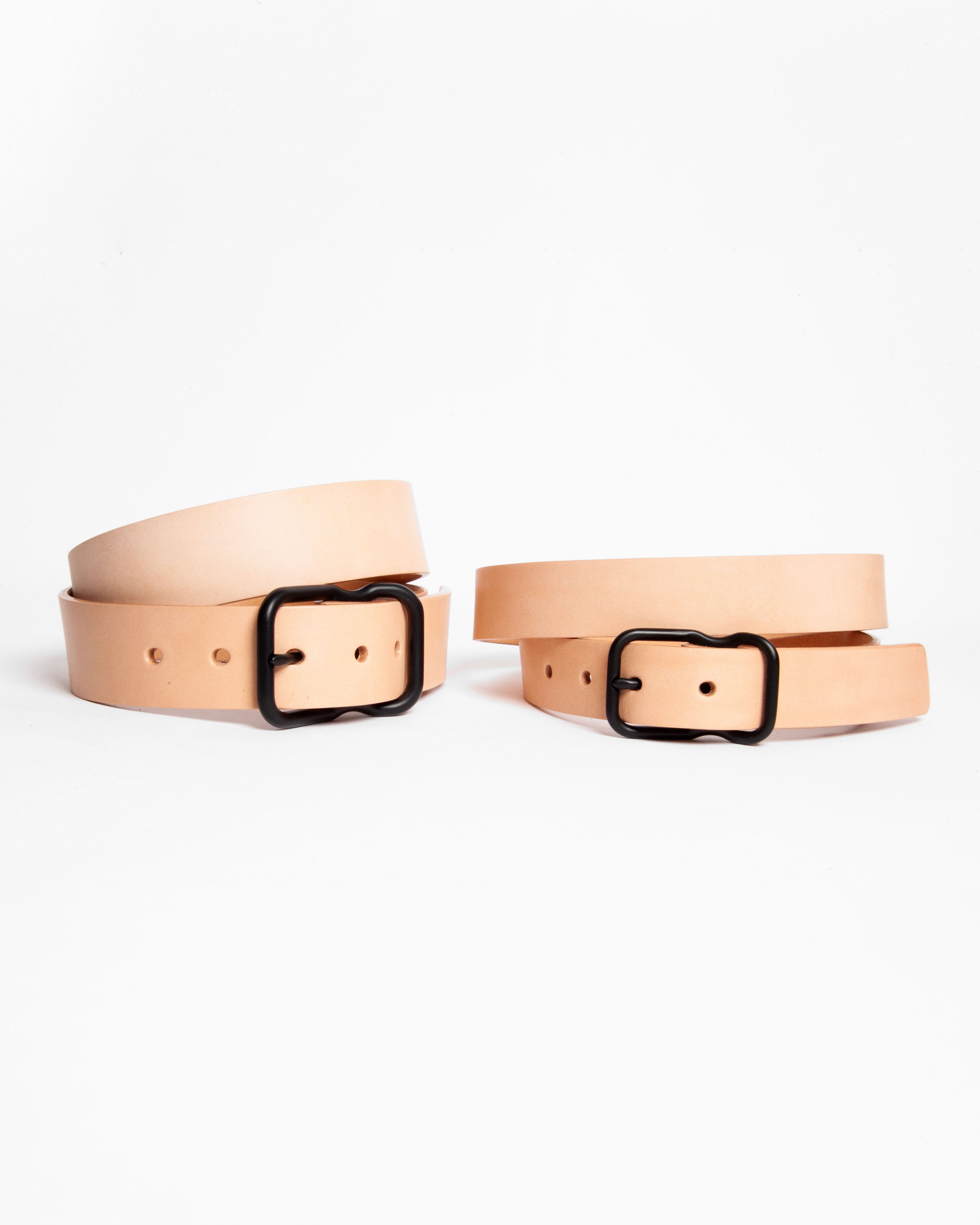 112 Signature Leather Belt - Natural Veg Tan - Black