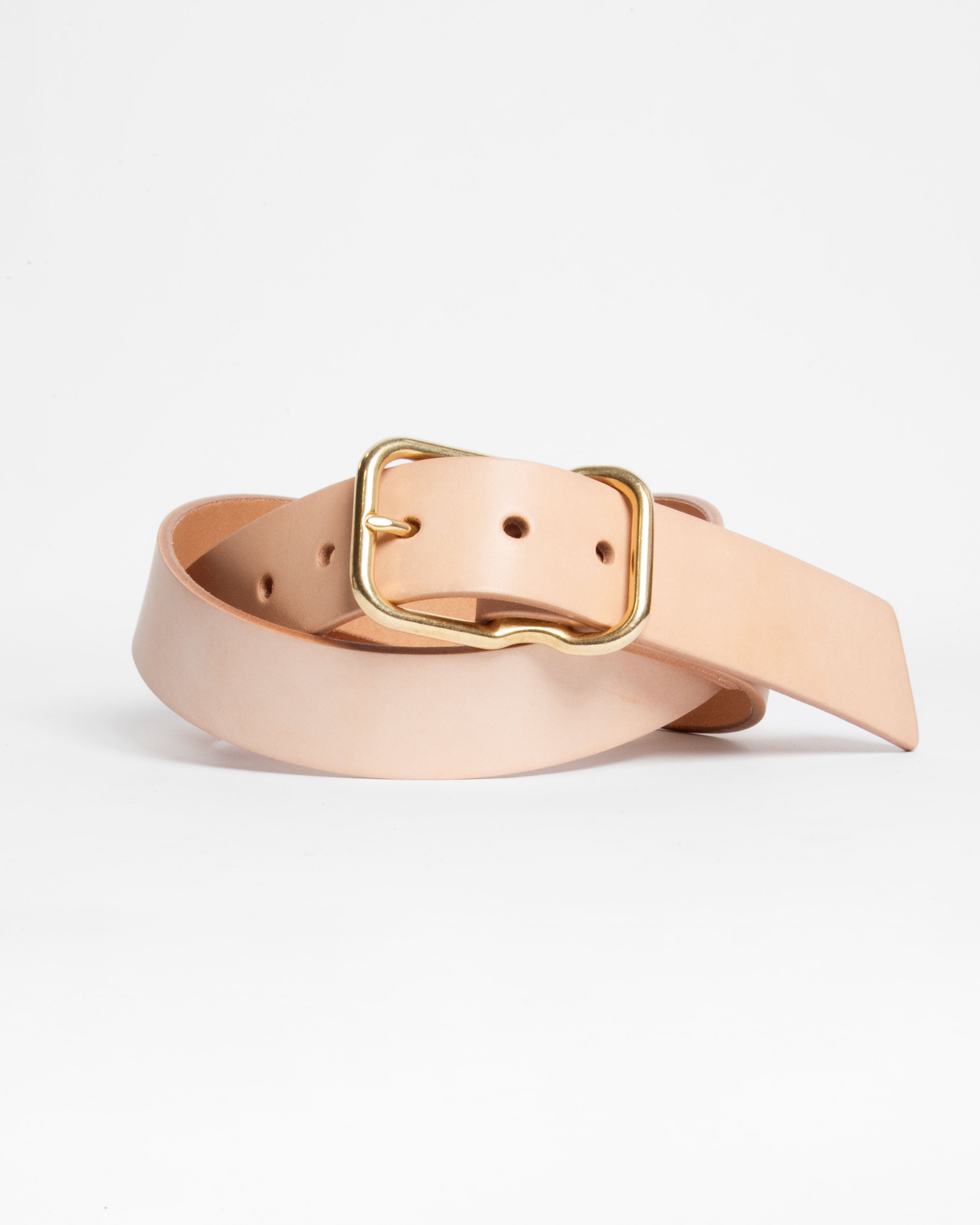 112 Signature Leather Belt - Natural Veg Tan - Brass