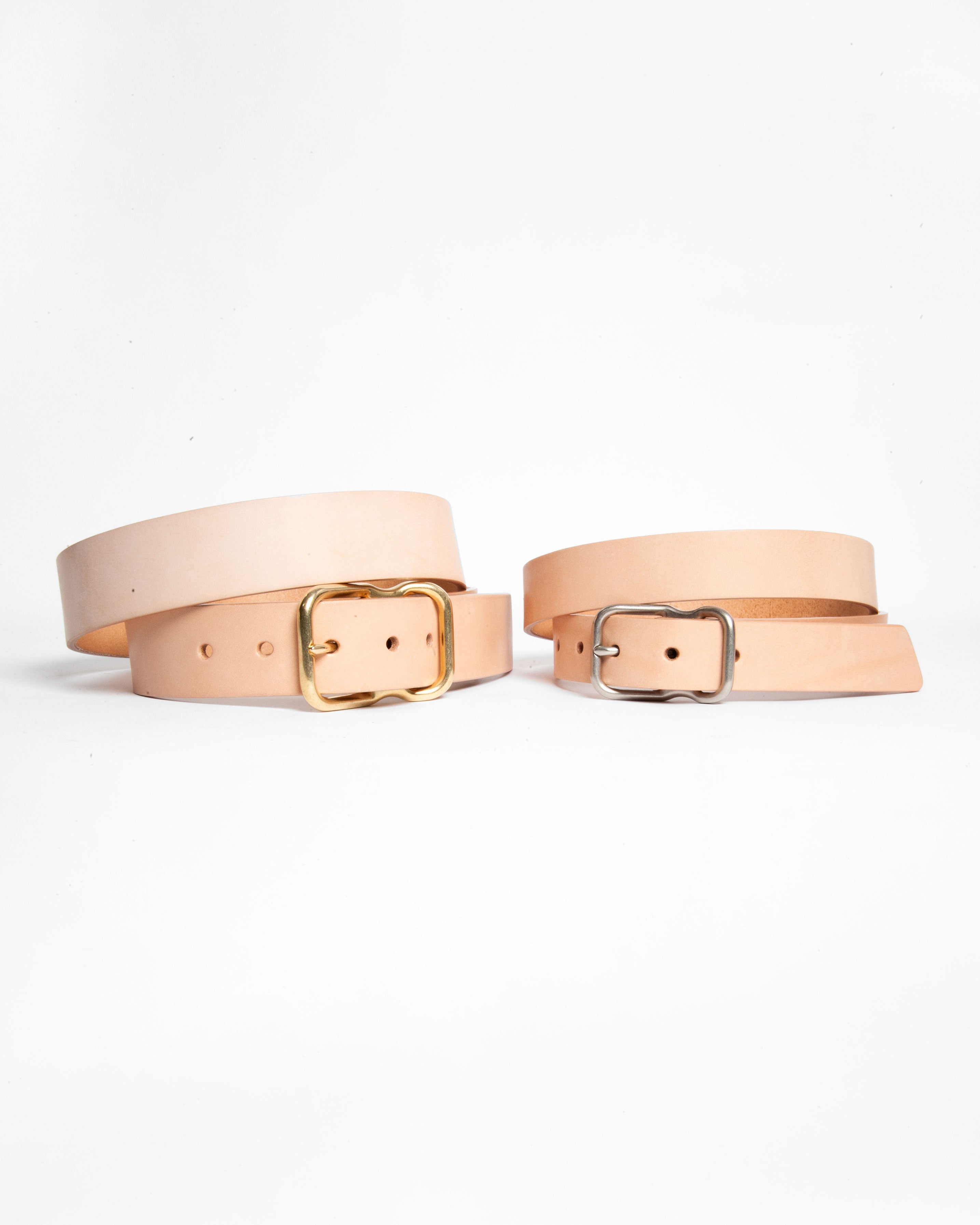 112 Signature Leather Belt - Natural Veg Tan - Brass