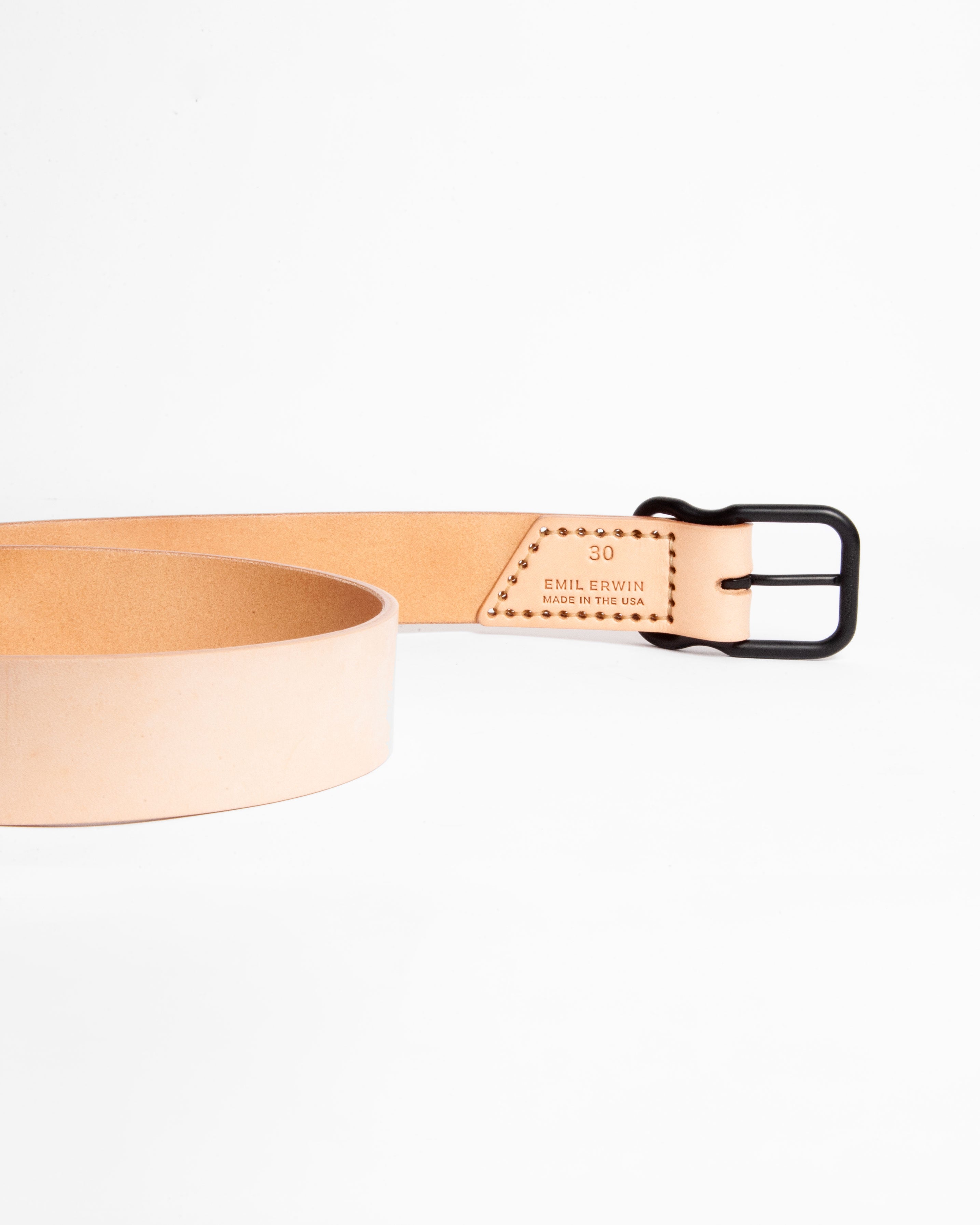112 Signature Leather Belt - Natural Veg Tan - Black