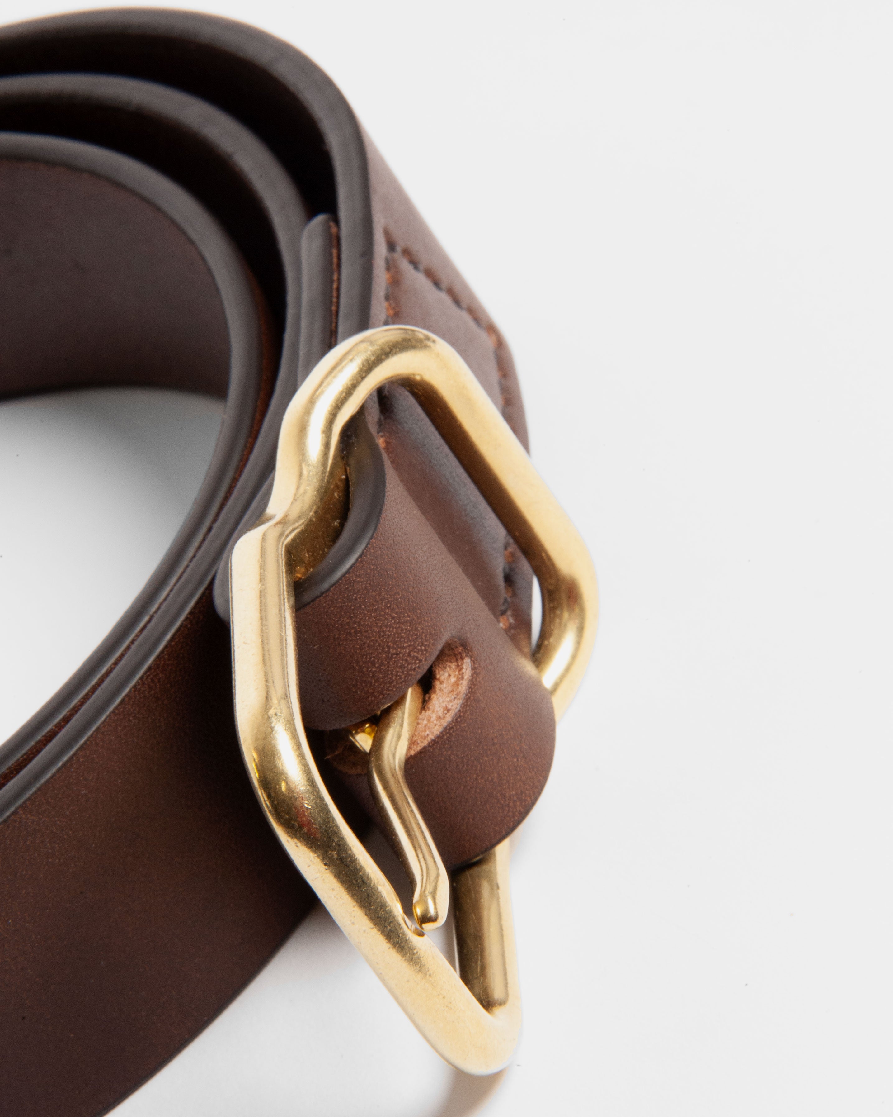 112 Signature Leather Belt - Walnut - Brass