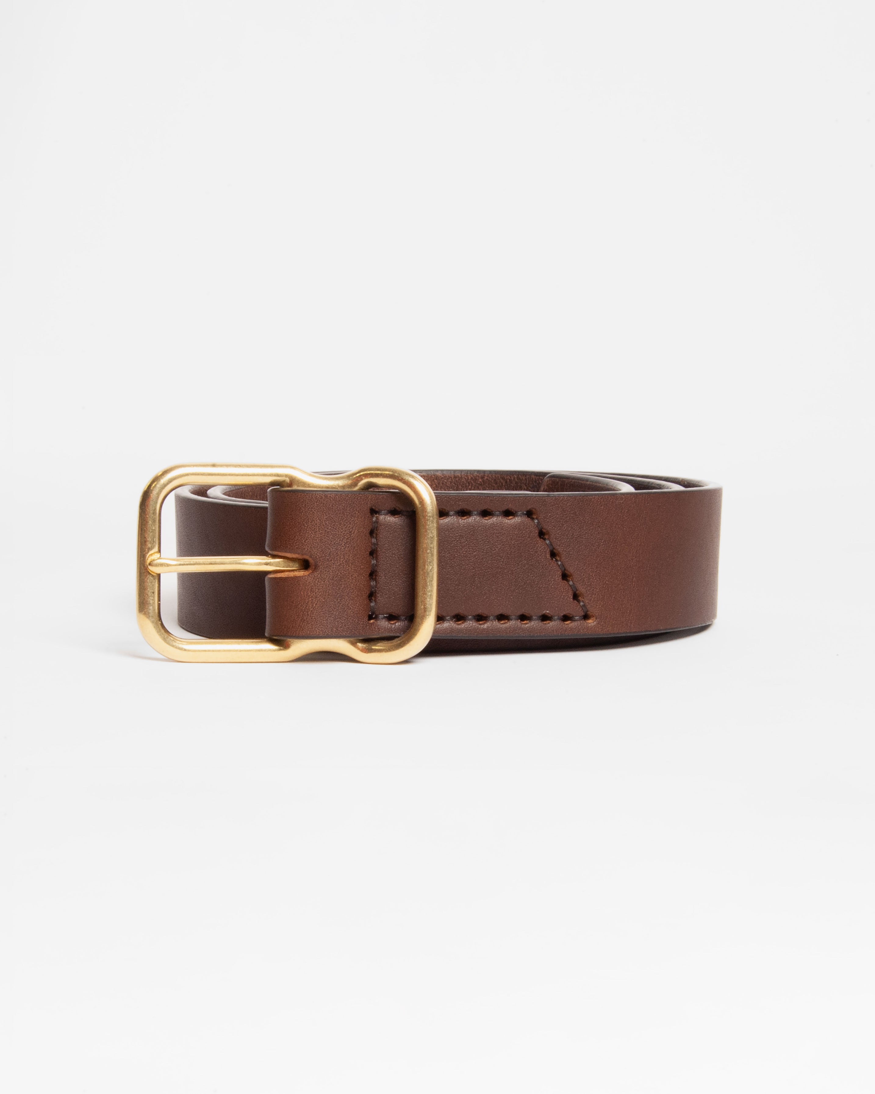 112 Signature Leather Belt - Walnut - Brass