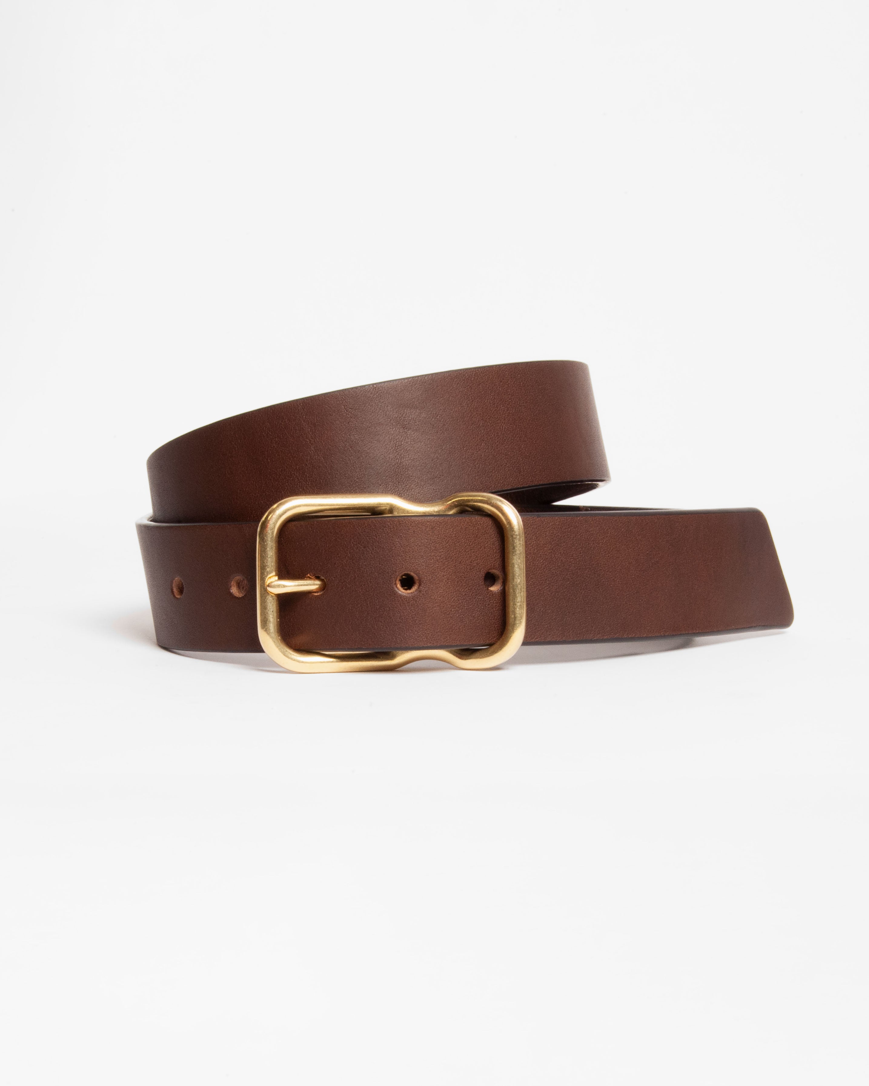 112 Signature Leather Belt - Walnut - Brass