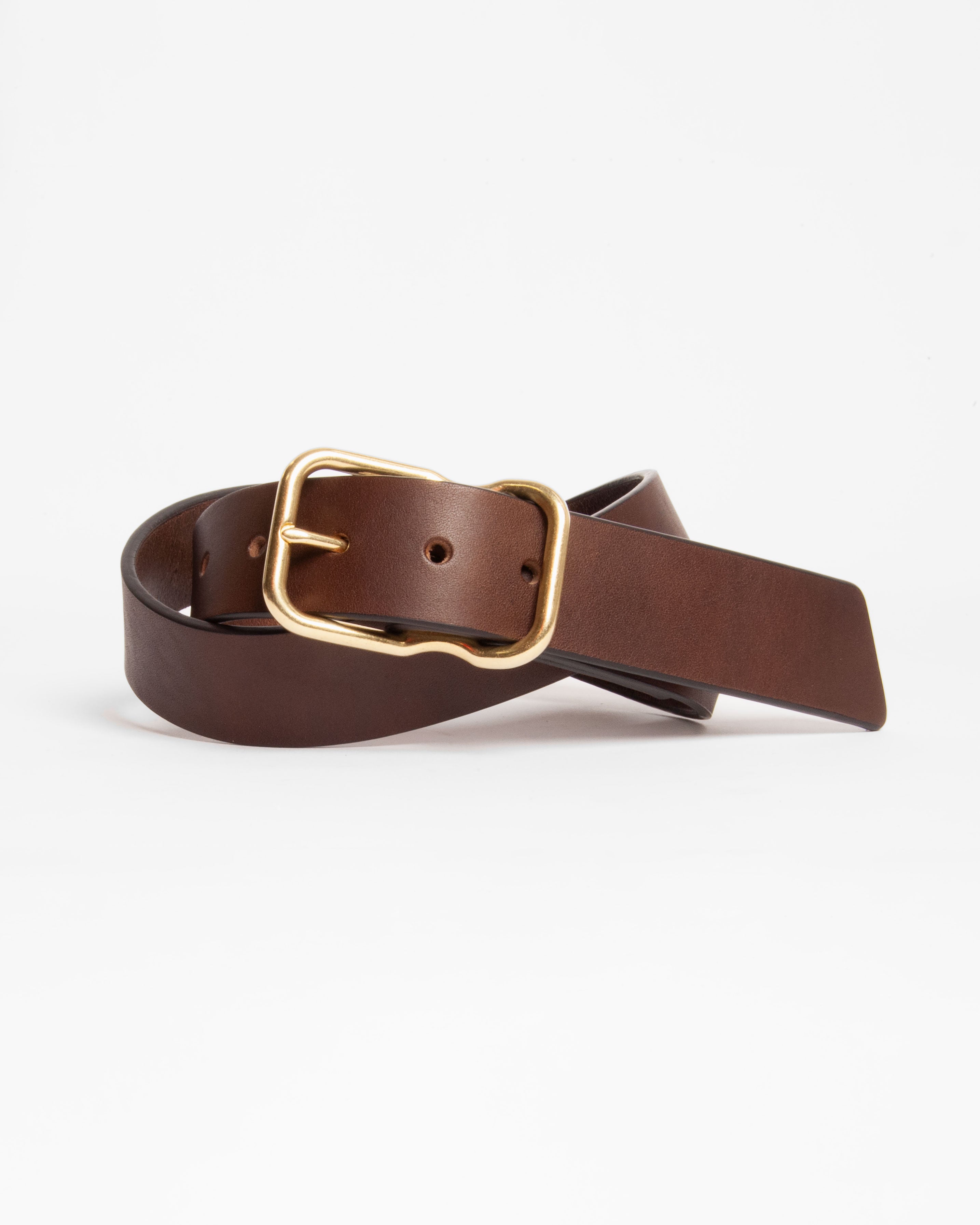 112 Signature Leather Belt - Walnut - Brass