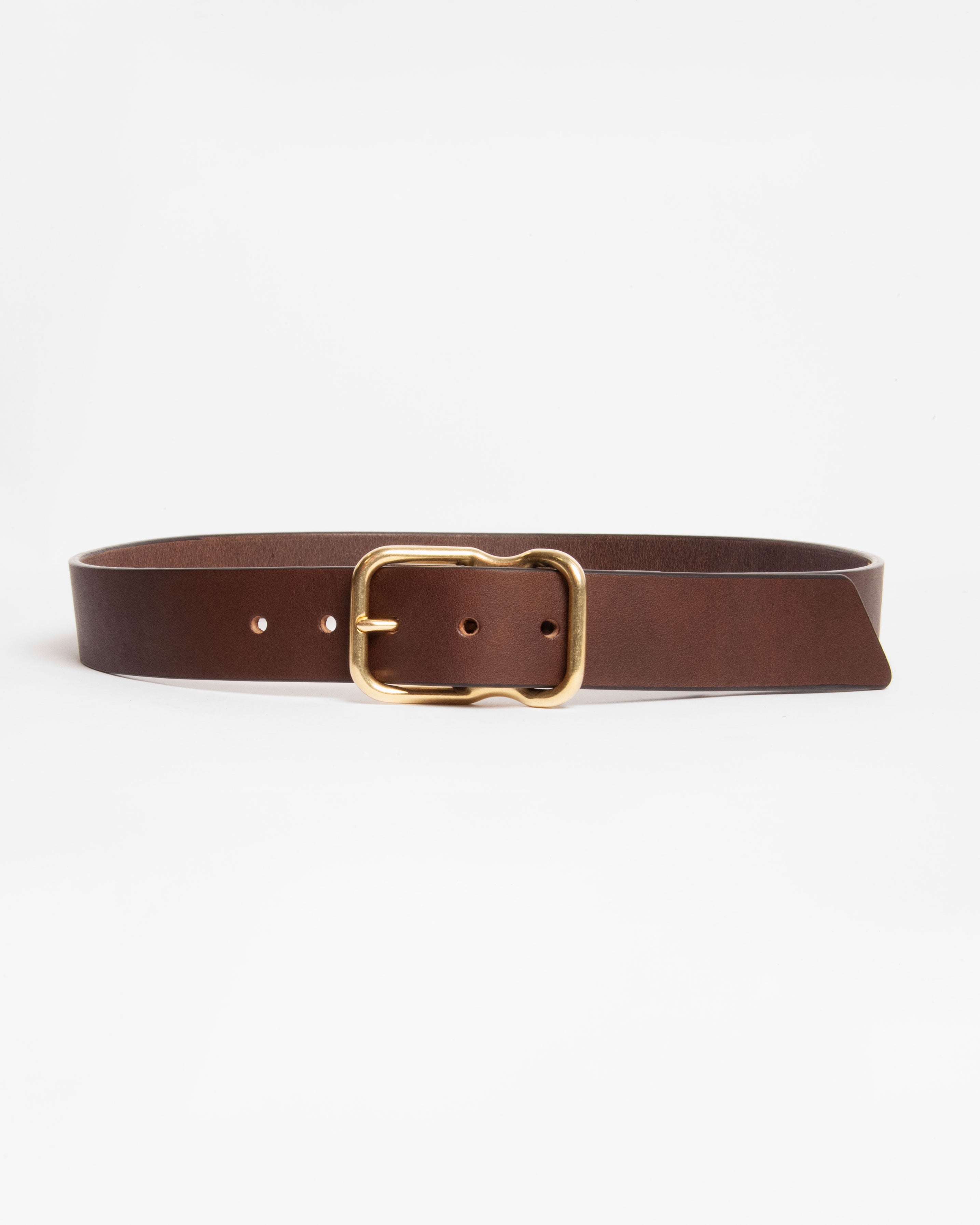 112 Signature Leather Belt - Walnut - Brass