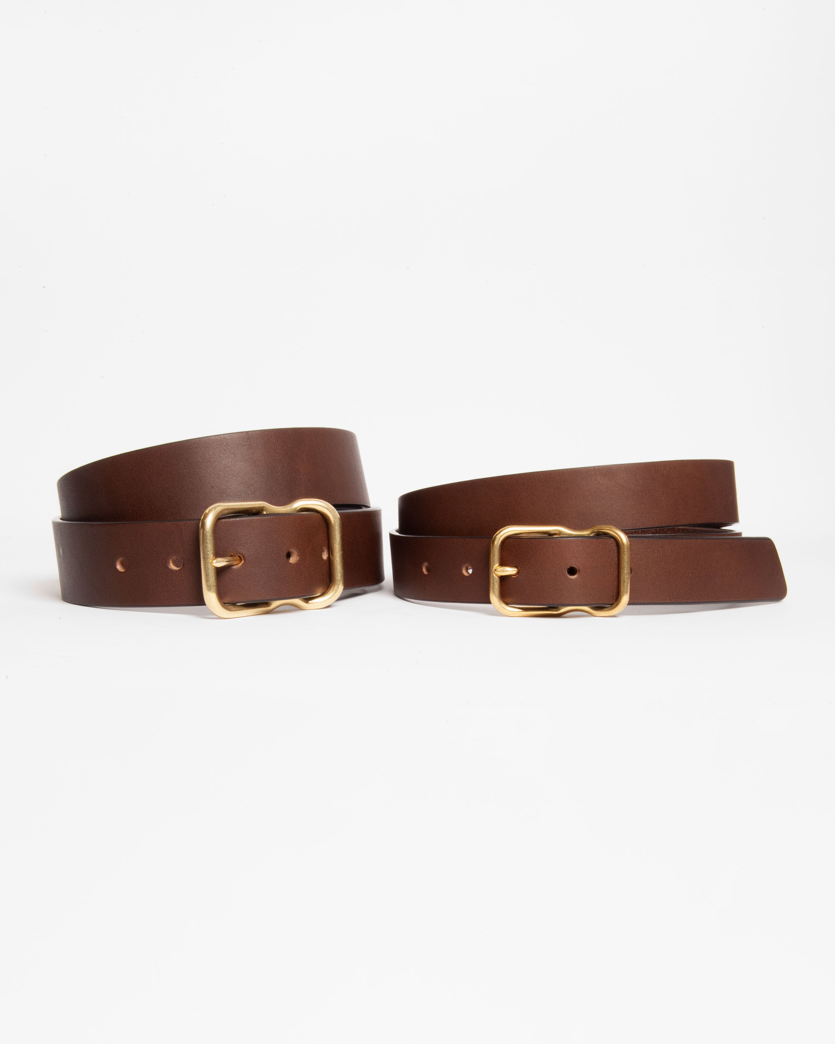 112 Signature Leather Belt - Walnut - Brass