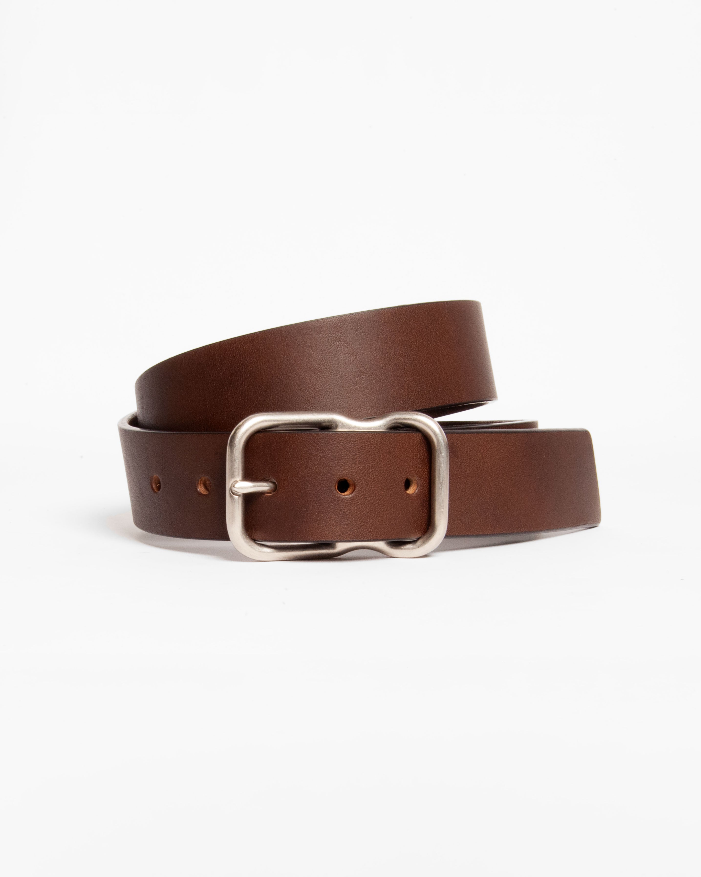 112 Signature Leather Belt - Walnut - Nickel