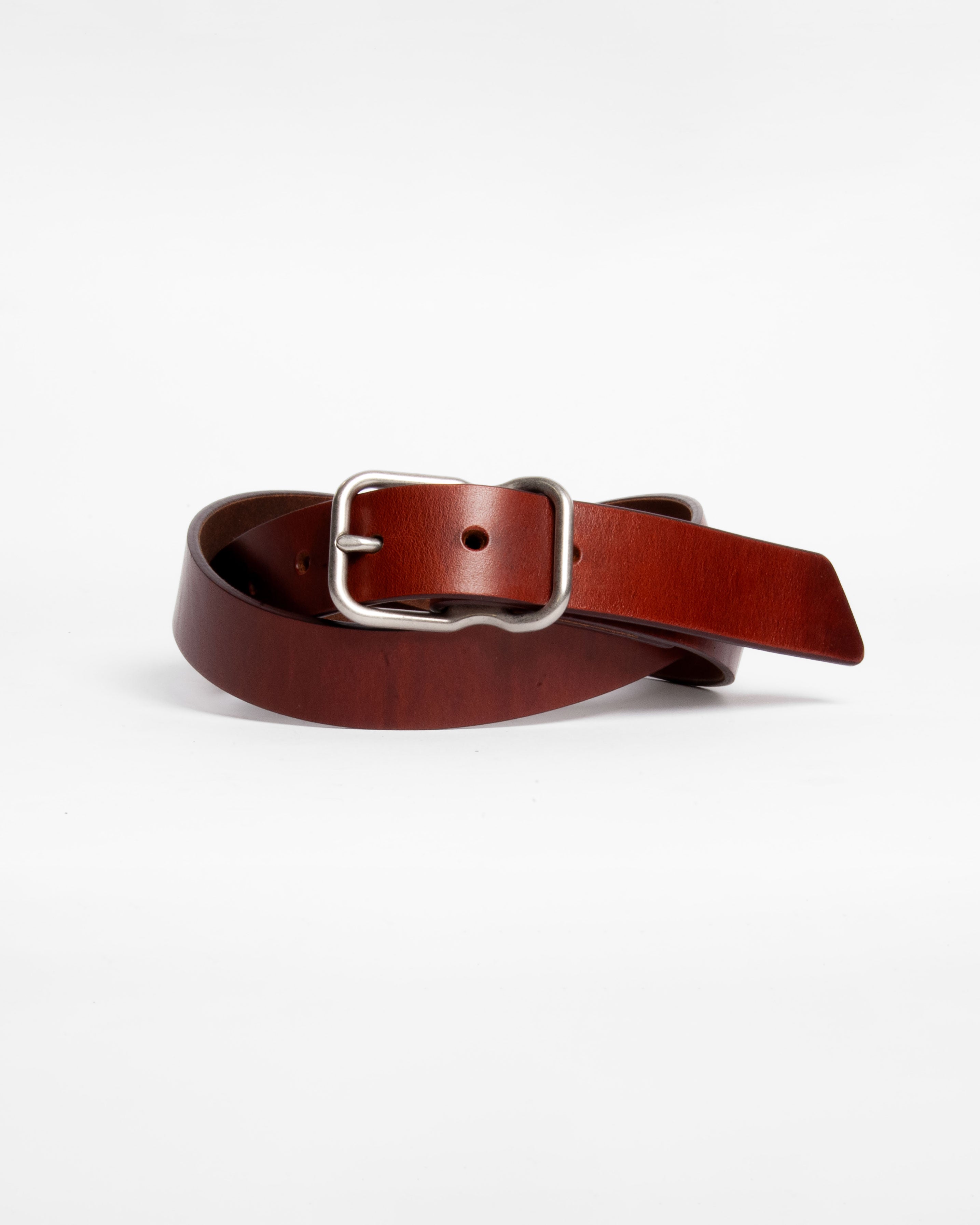 118 Signature Leather Belt - Narrow - Chestnut - Nickel