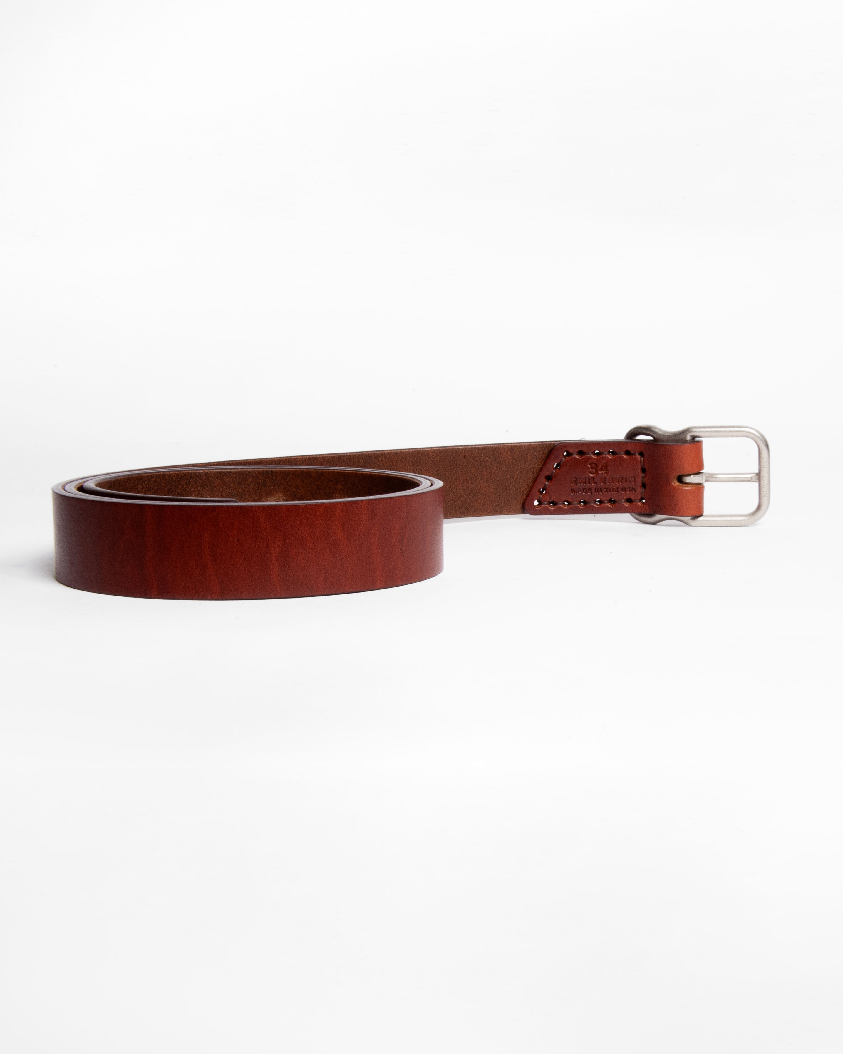 118 Signature Leather Belt - Narrow - Chestnut - Nickel