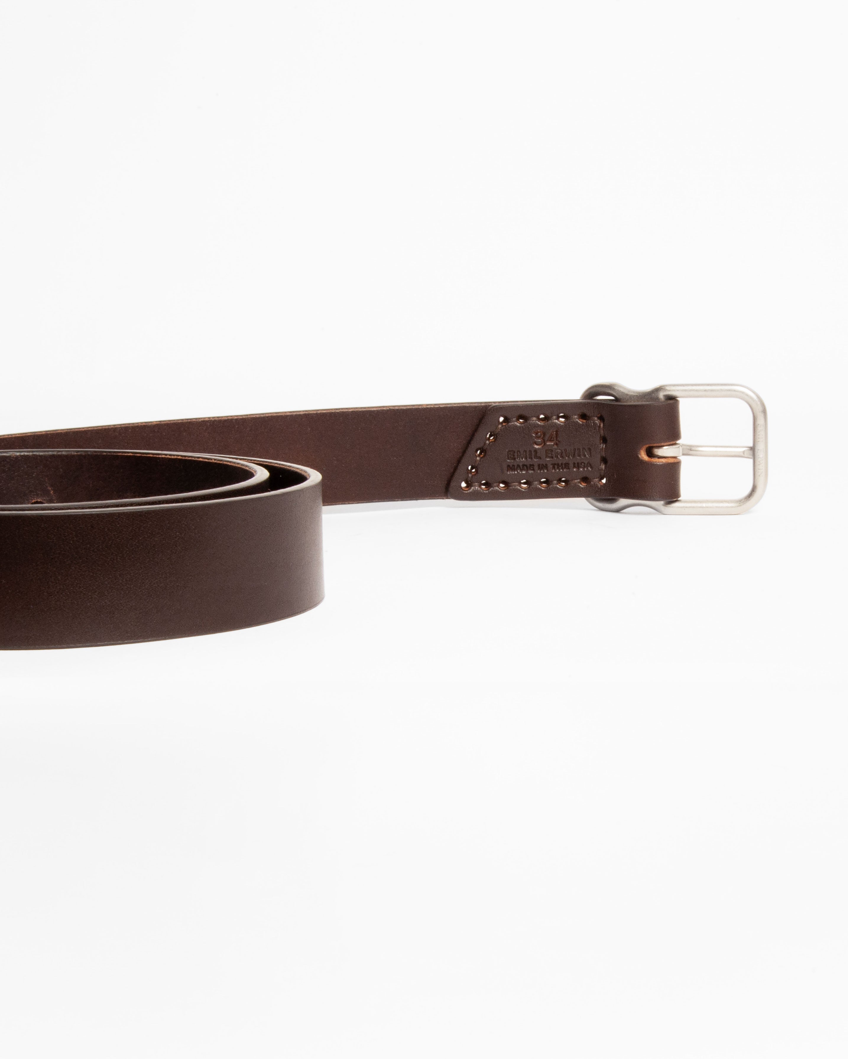 118 Signature Leather Belt - Narrow - Dark Brown - Nickel