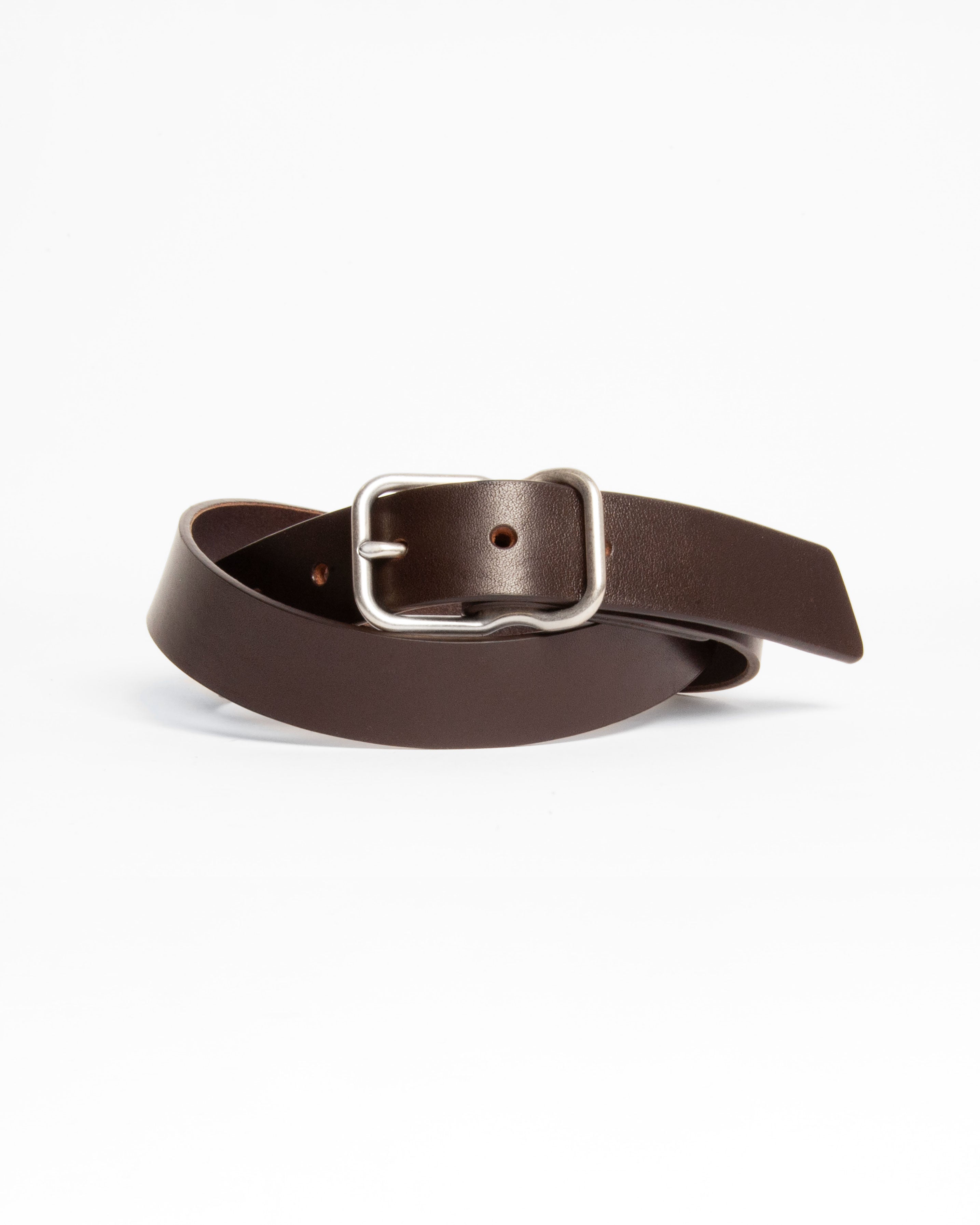 118 Signature Leather Belt - Narrow - Dark Brown - Nickel