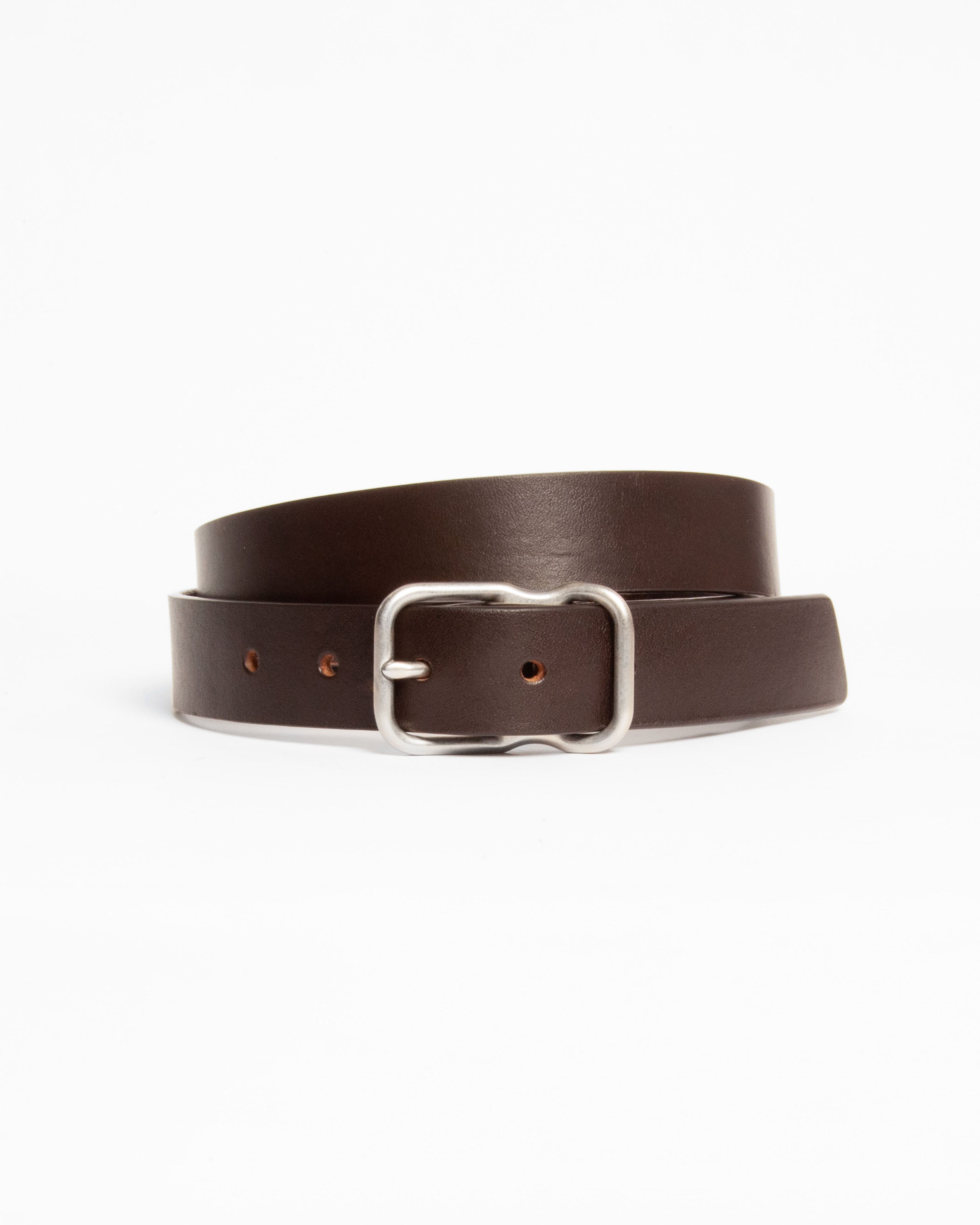 118 Signature Leather Belt - Narrow - Dark Brown - Nickel