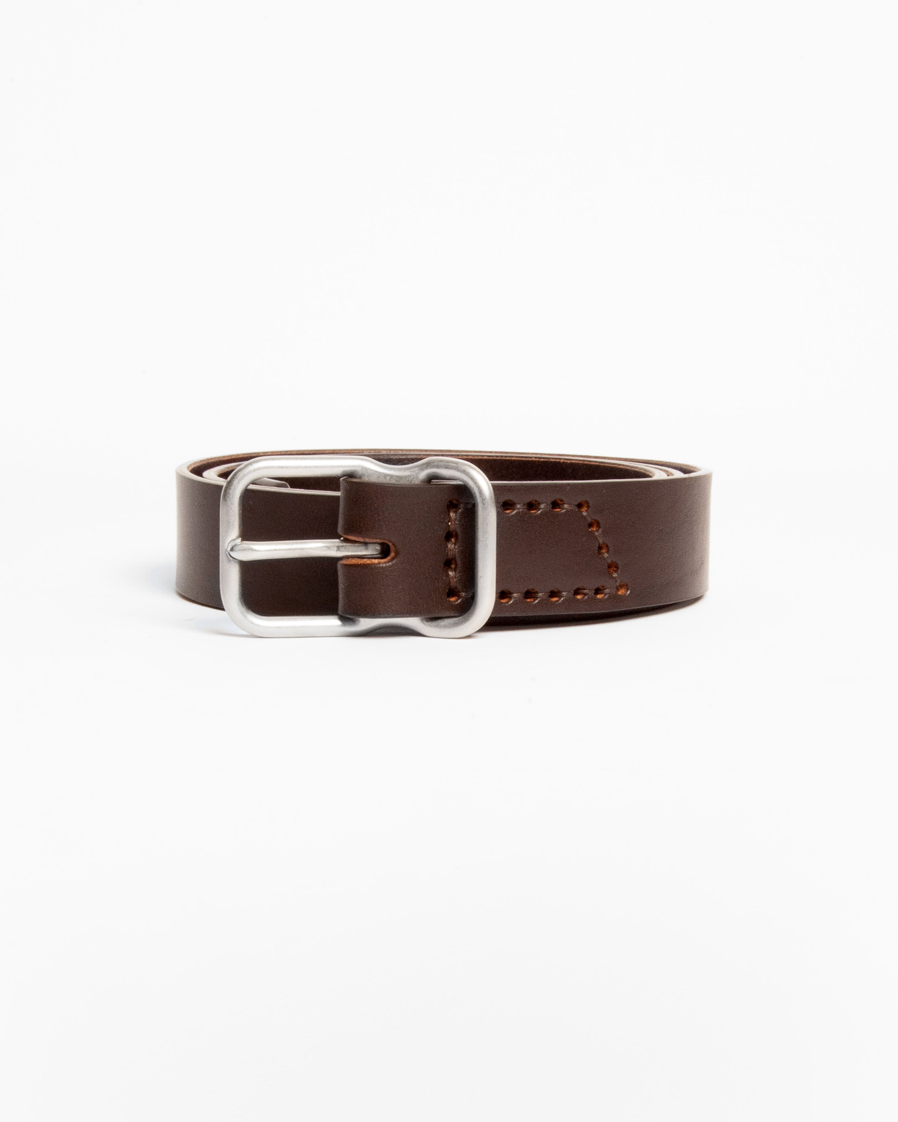 118 Signature Leather Belt - Narrow - Dark Brown - Nickel