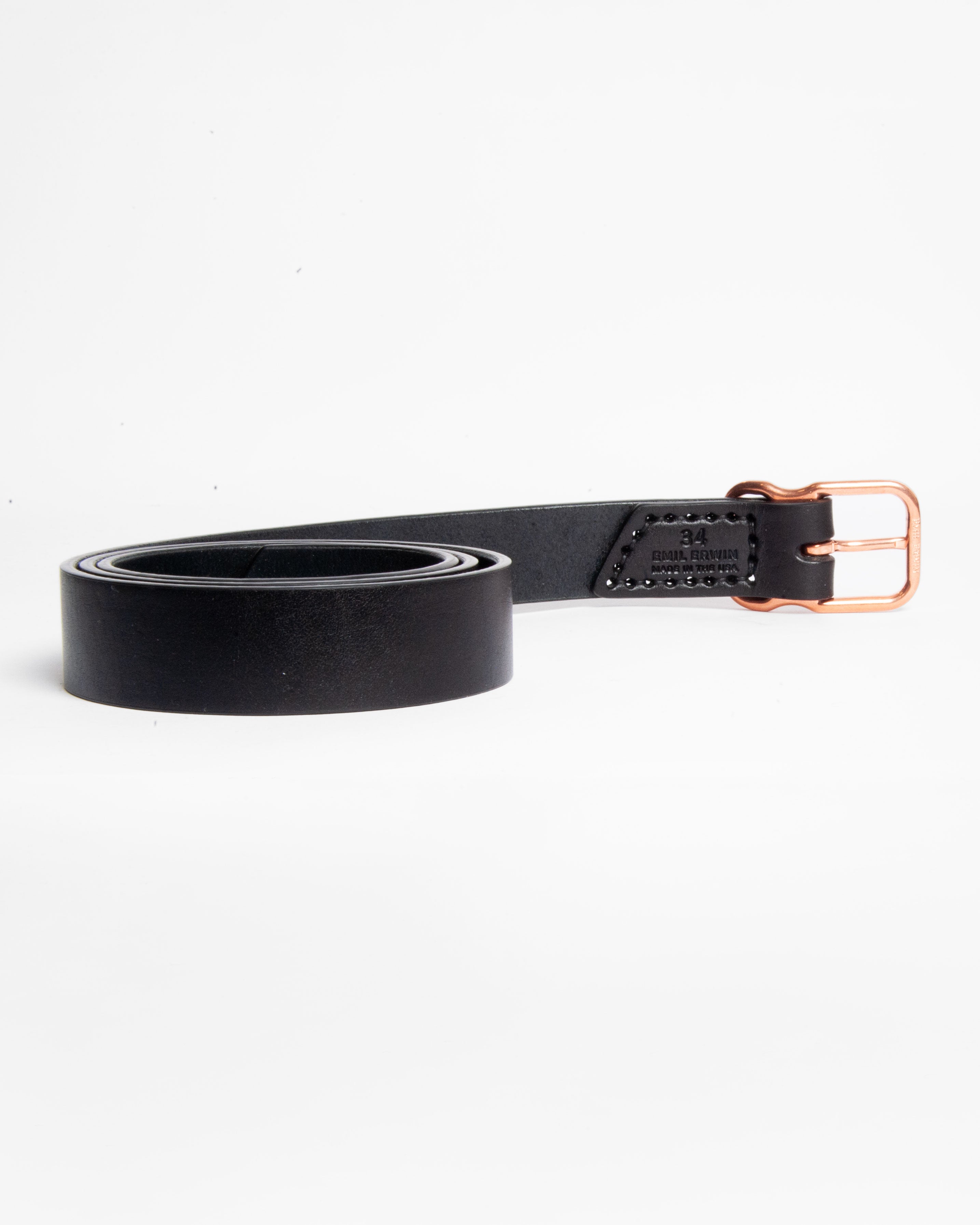 118 Signature Leather Belt - Narrow - Black - Copper