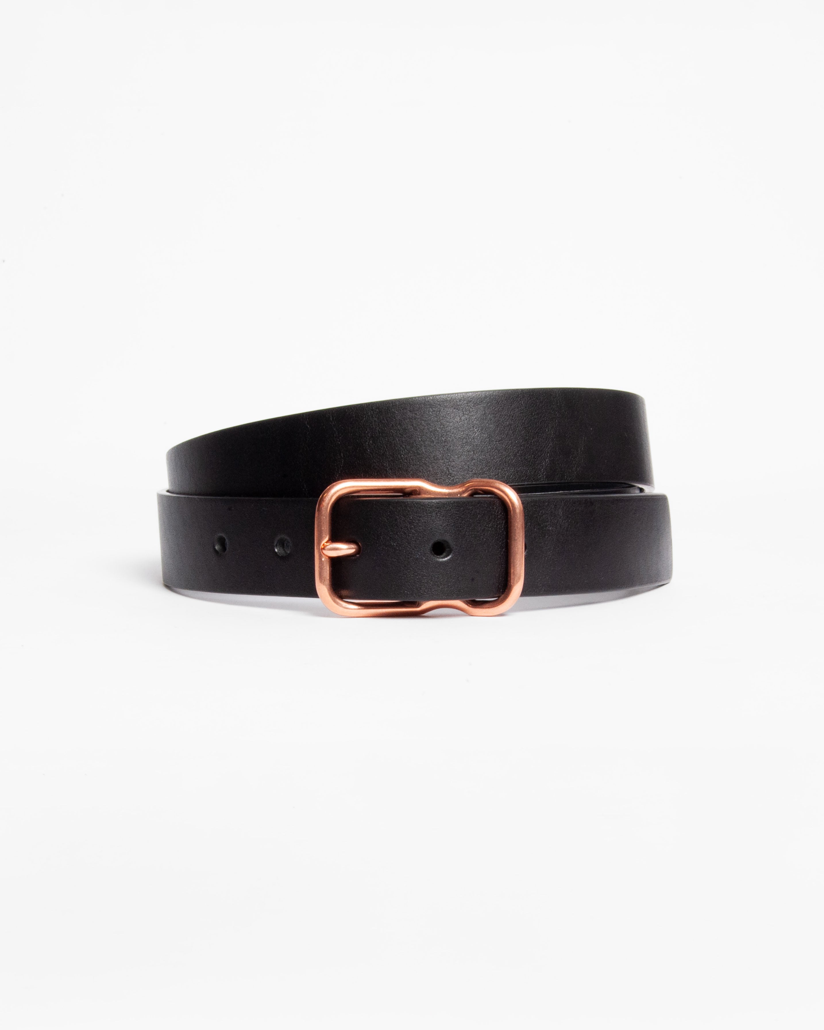 118 Signature Leather Belt - Narrow - Black - Copper