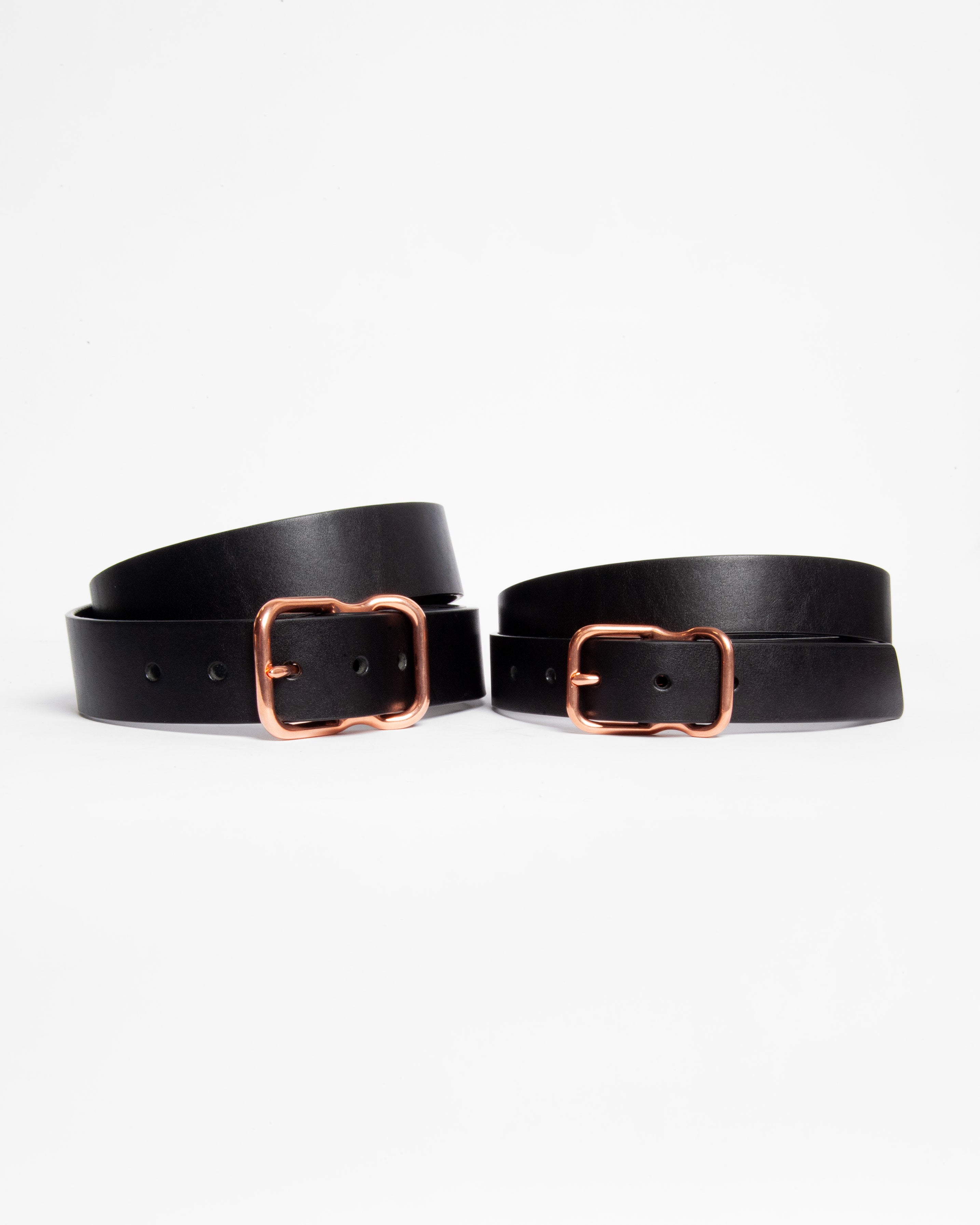 118 Signature Leather Belt - Narrow - Black - Copper