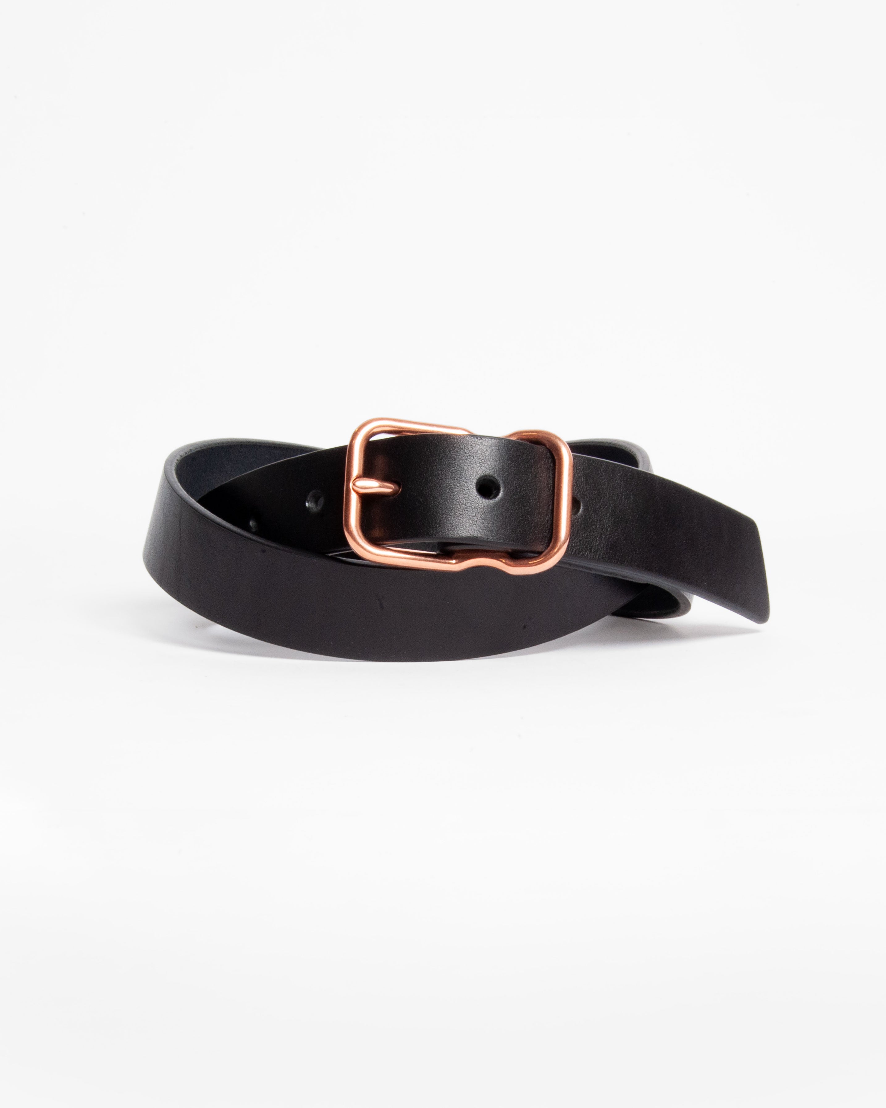 118 Signature Leather Belt - Narrow - Black - Copper