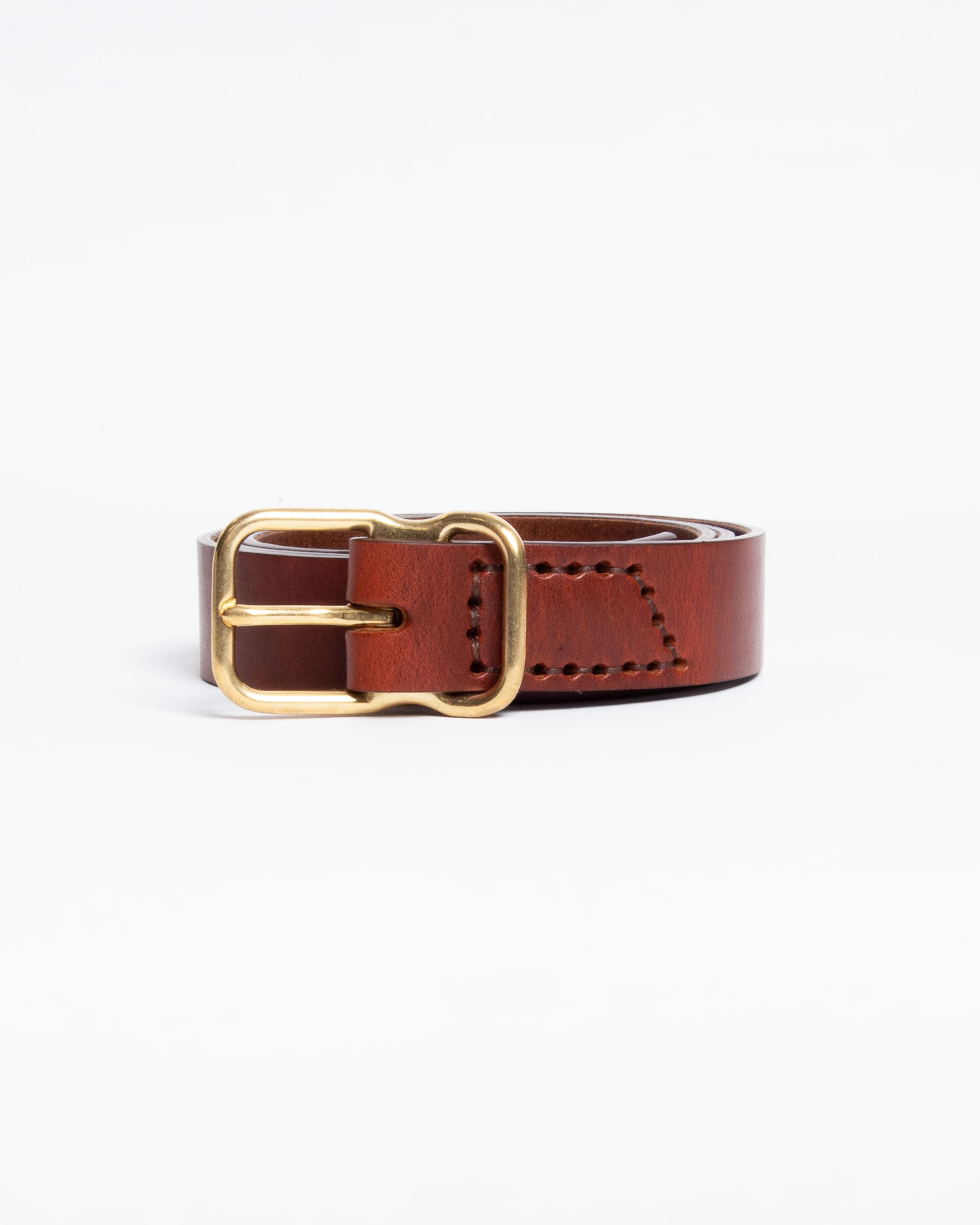 118 Signature Leather Belt - Narrow - Chestnut - Brass