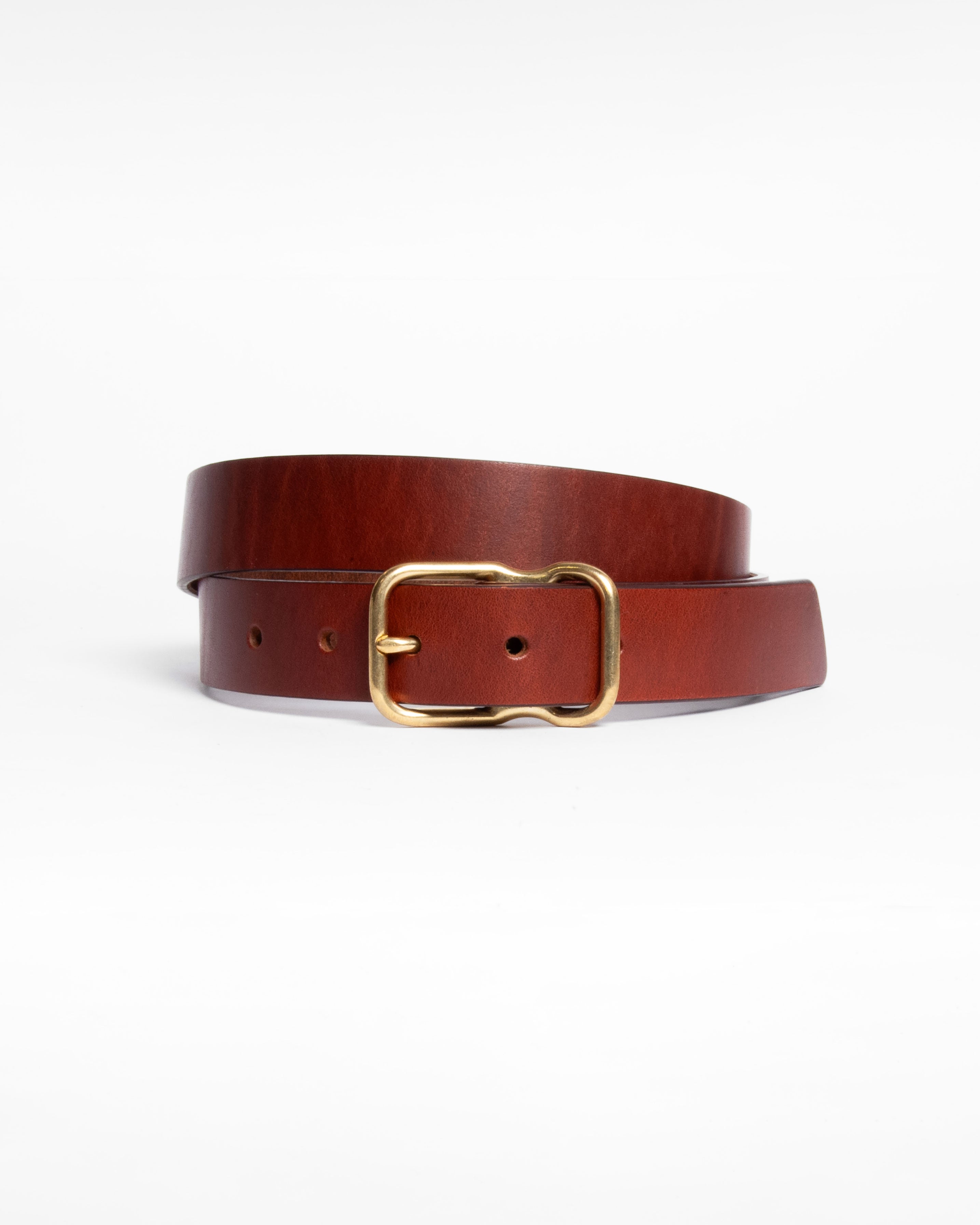 118 Signature Leather Belt - Narrow - Chestnut - Brass