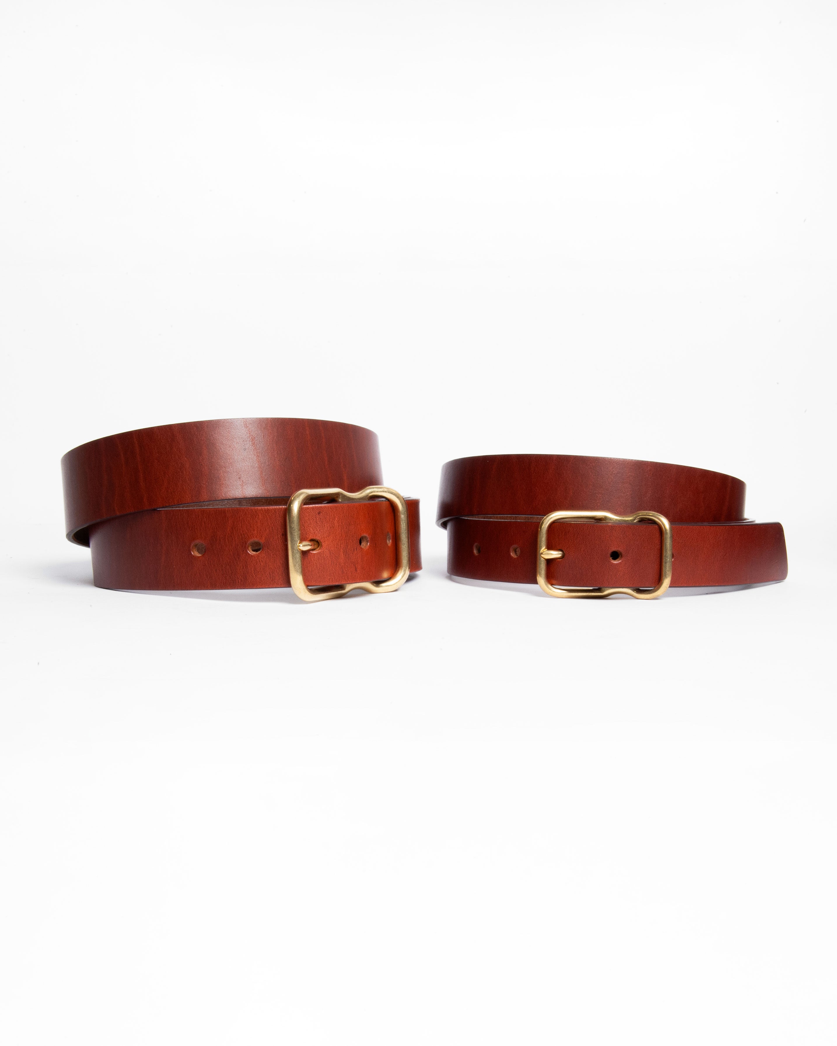 118 Signature Leather Belt - Narrow - Chestnut - Brass