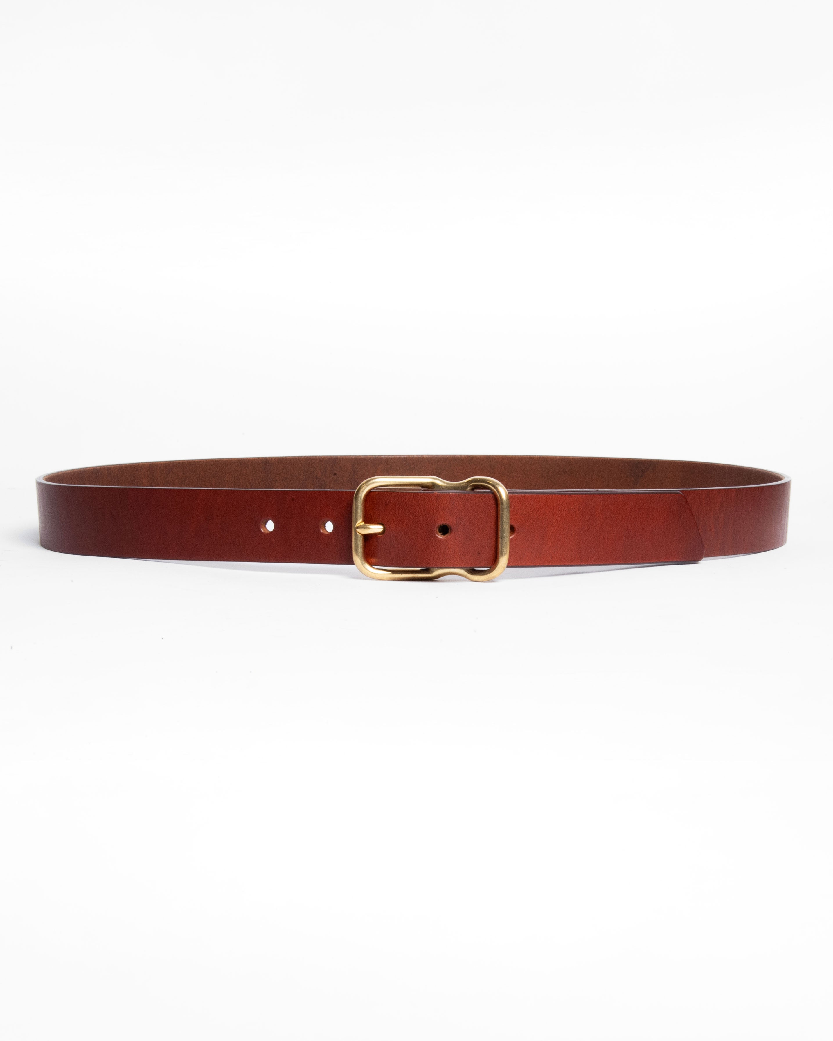 118 Signature Leather Belt - Narrow - Chestnut - Brass