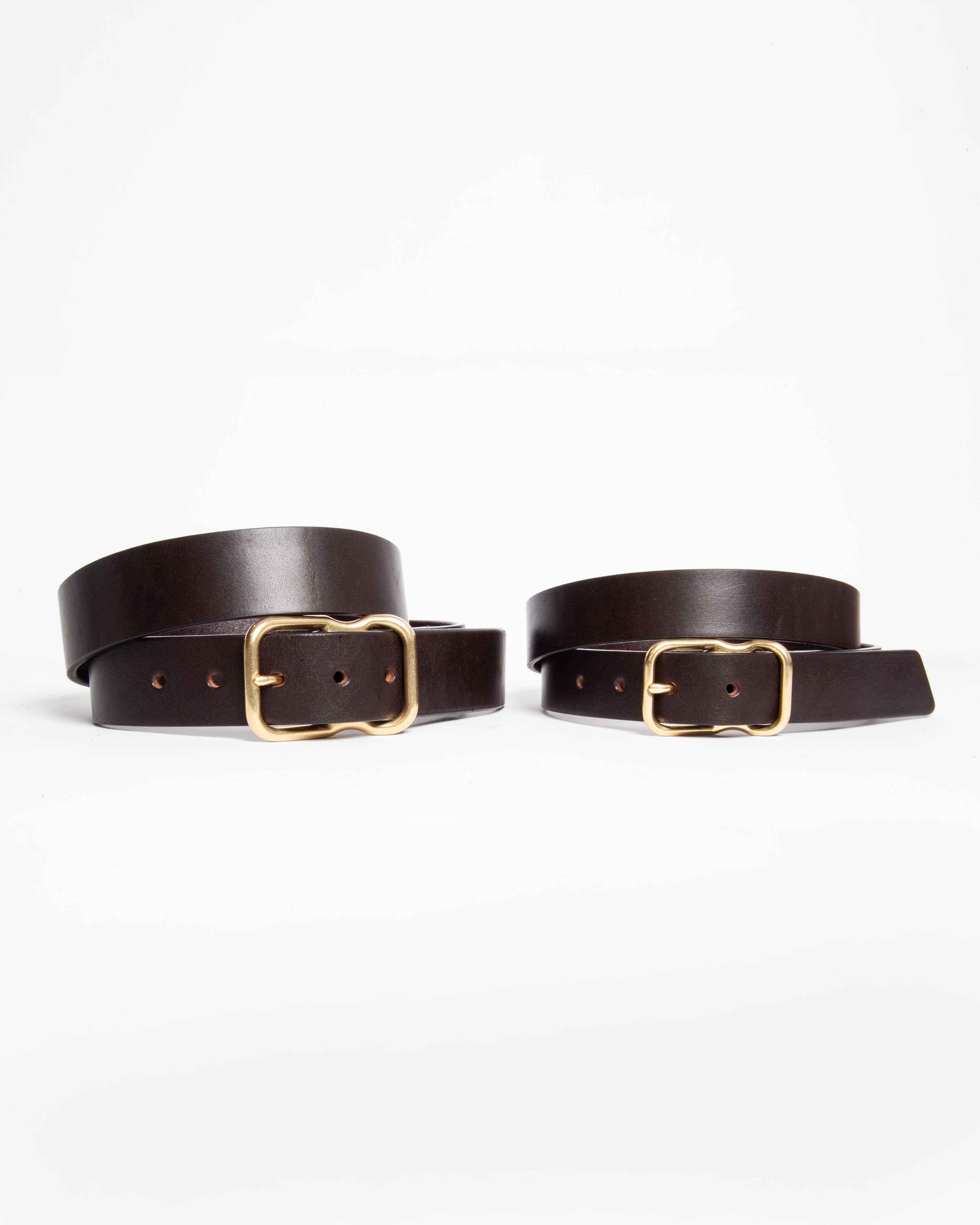 118 Signature Leather Belt - Narrow - Dark Brown - Brass