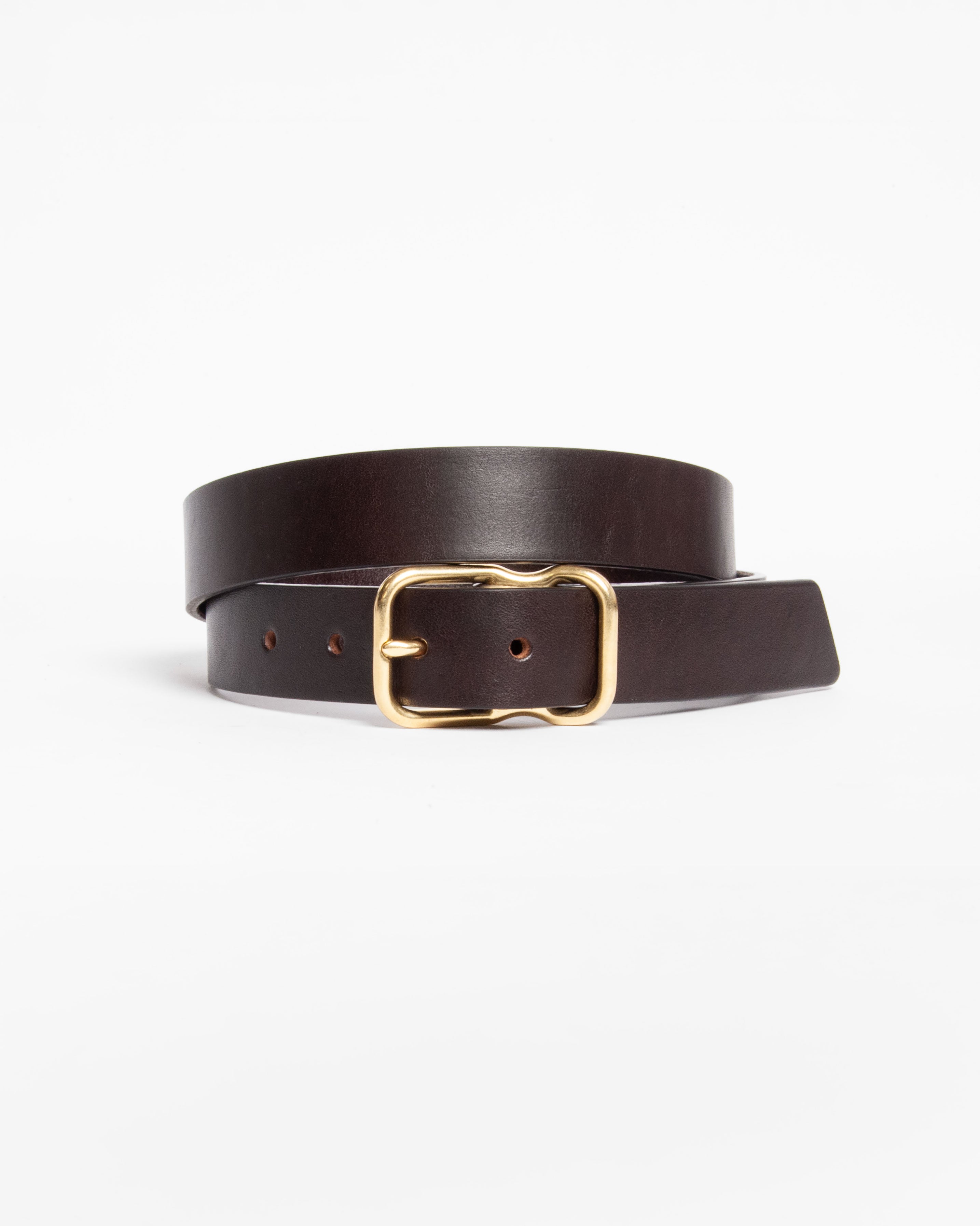 118 Signature Leather Belt - Narrow - Dark Brown - Brass