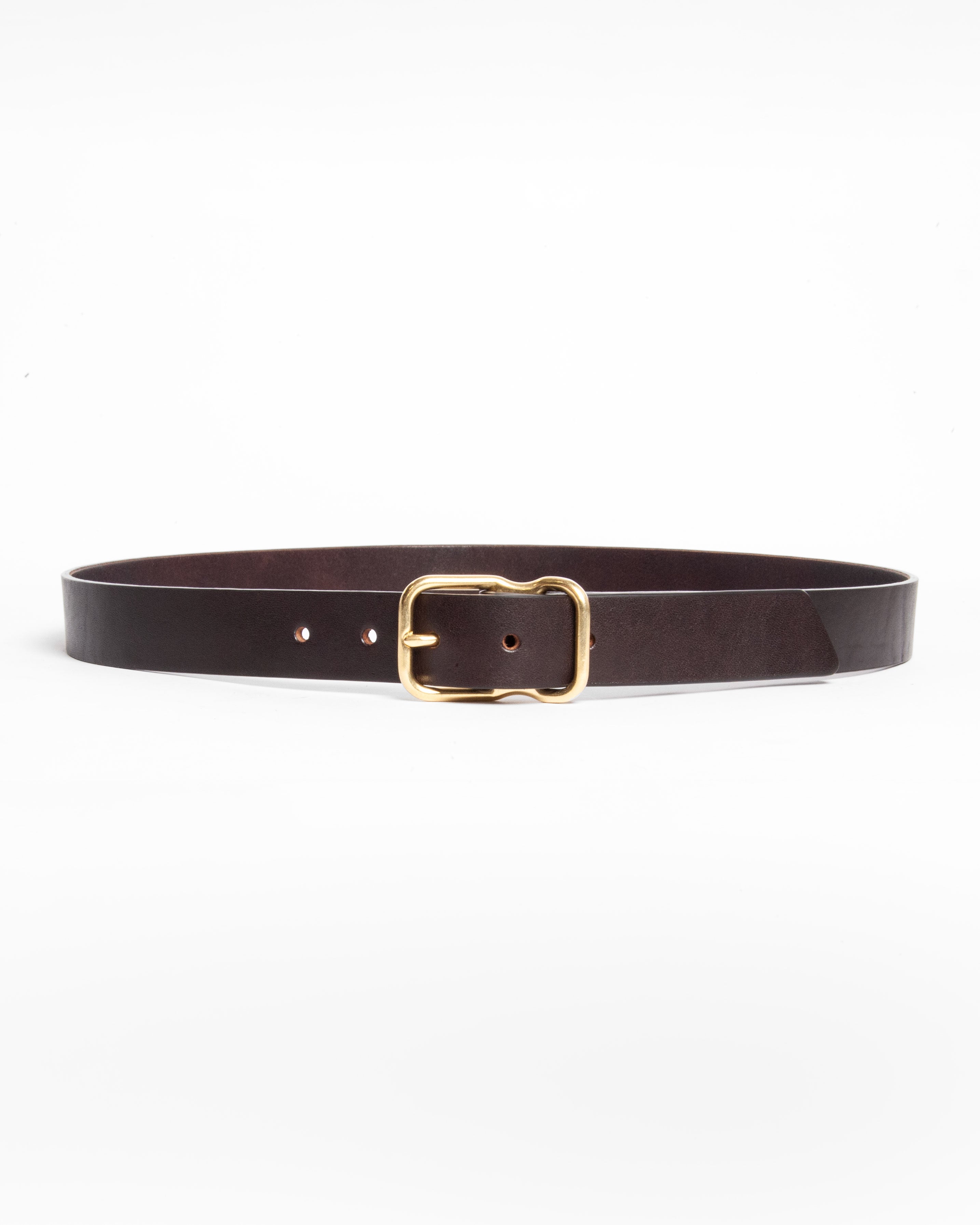 118 Signature Leather Belt - Narrow - Dark Brown - Brass