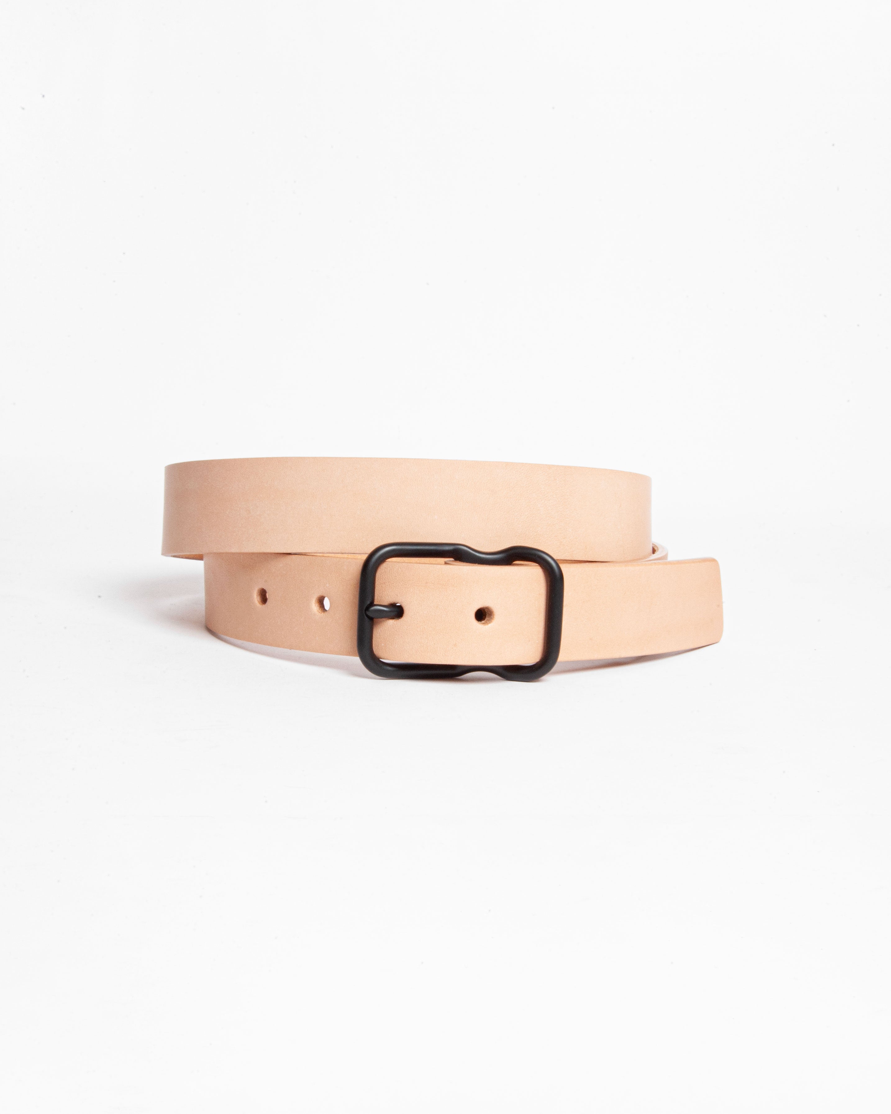 118 Signature Leather Belt - Narrow - Natural - Black