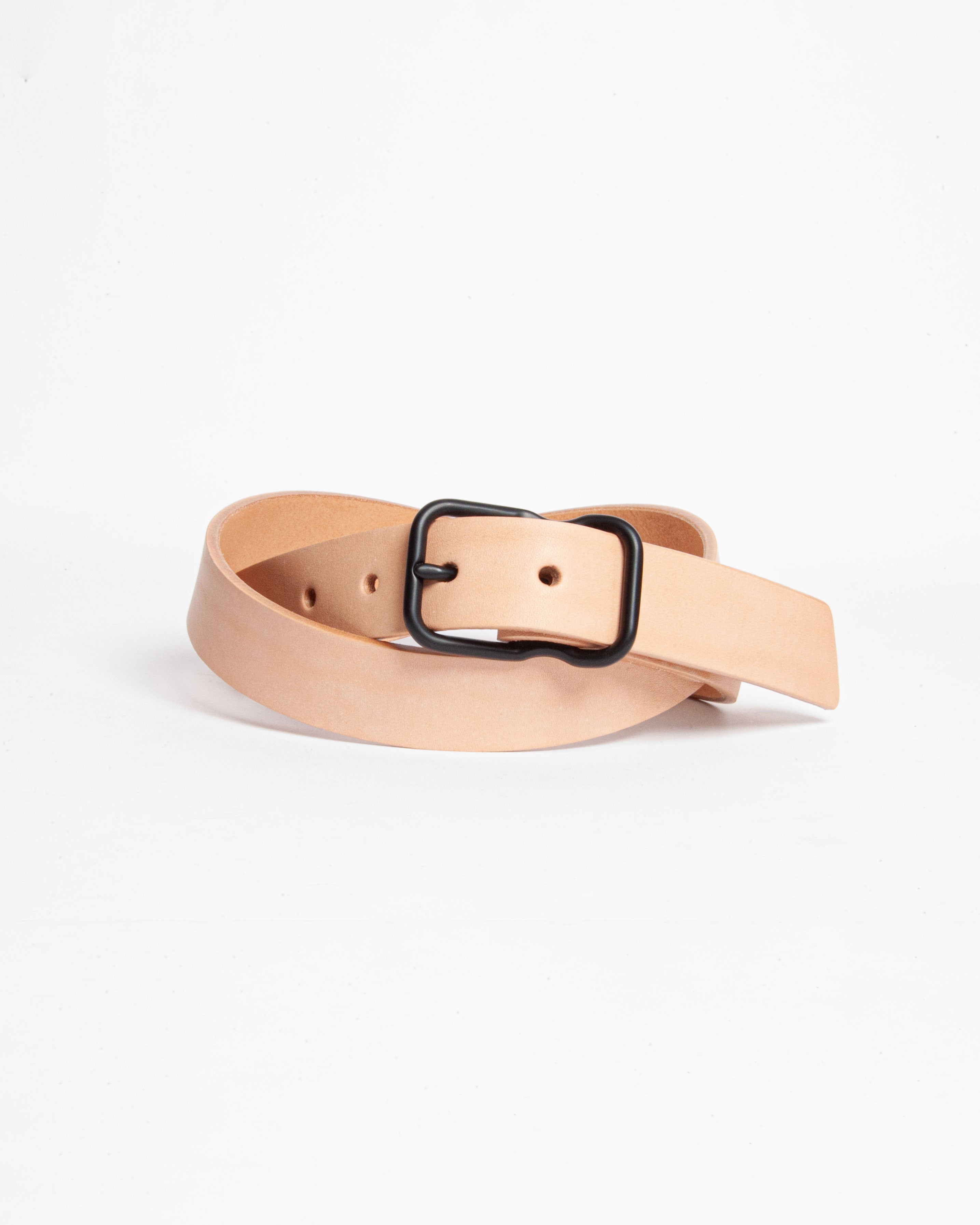 118 Signature Leather Belt - Narrow - Natural - Black