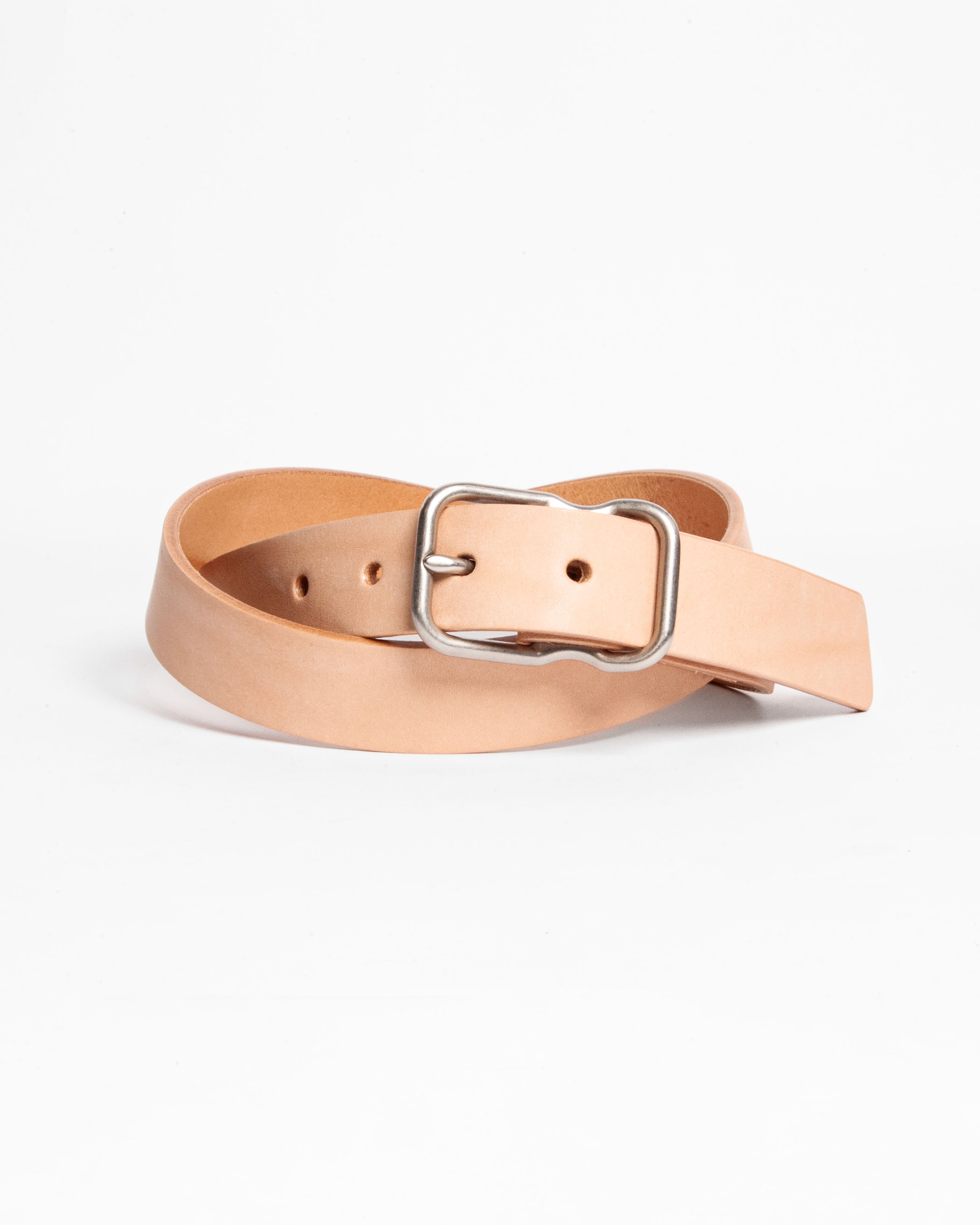 118 Signature Leather Belt - Narrow - Natural - Nickel