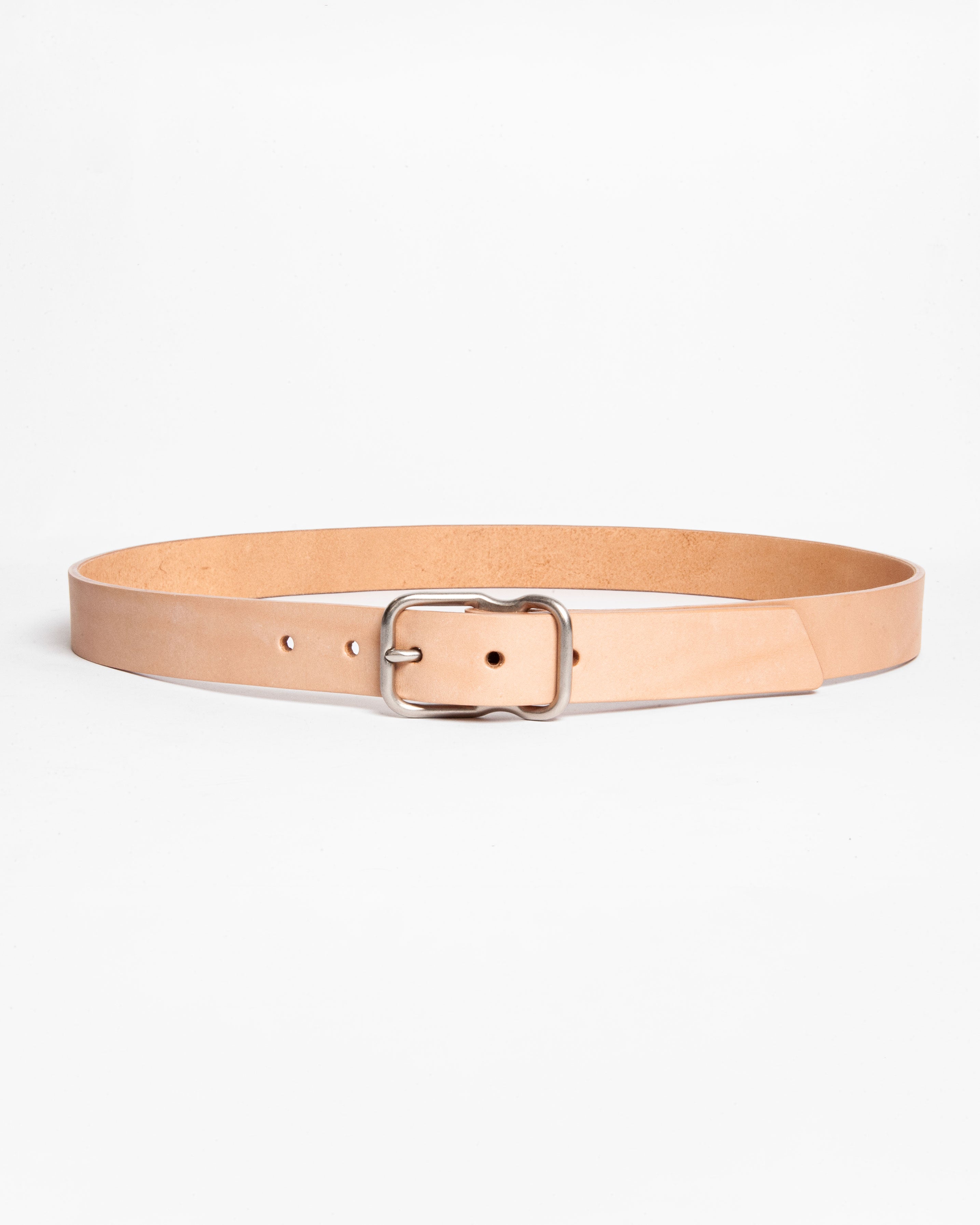 118 Signature Leather Belt - Narrow - Natural - Nickel