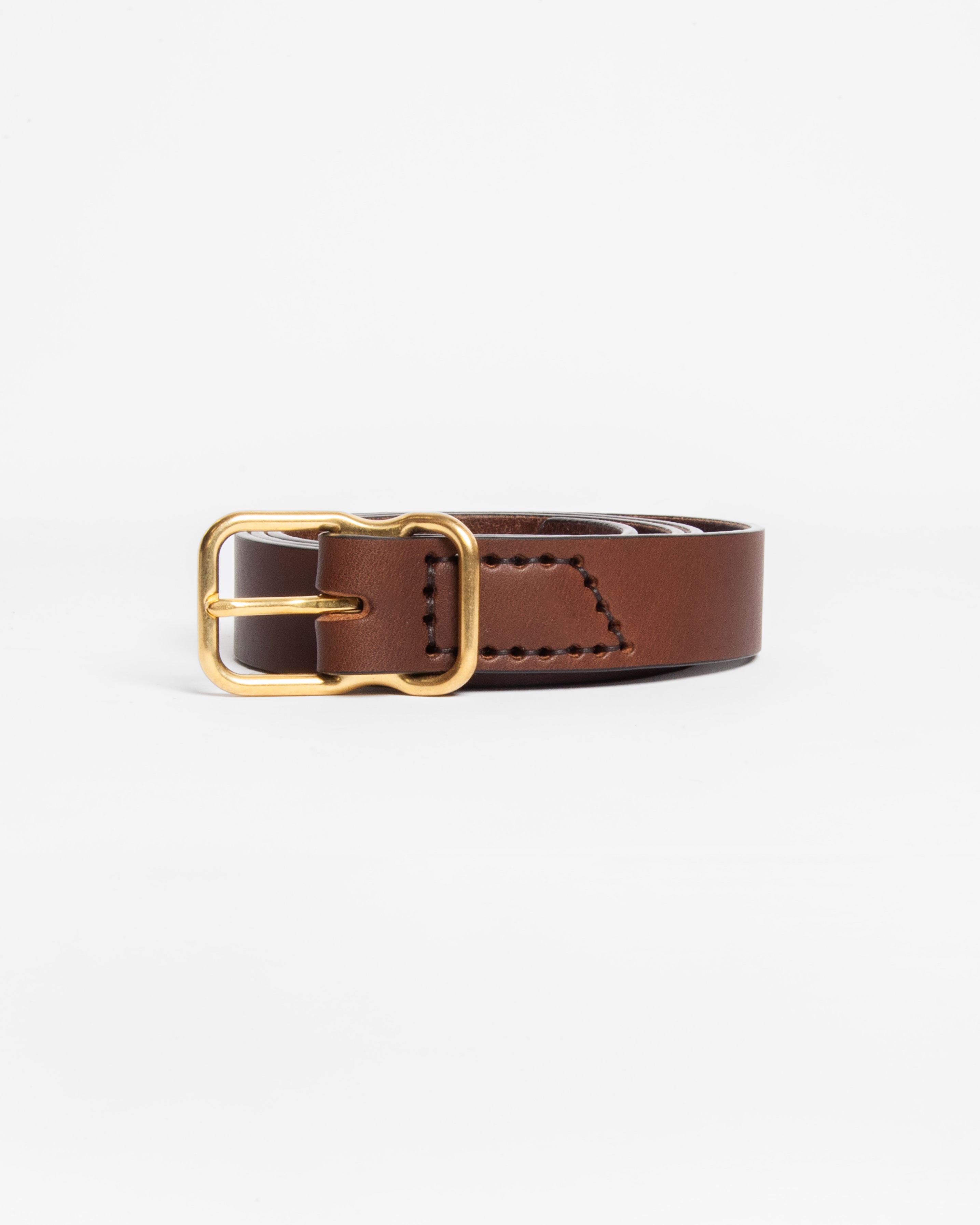 118 Signature Leather Belt - Narrow - Walnut - Brass