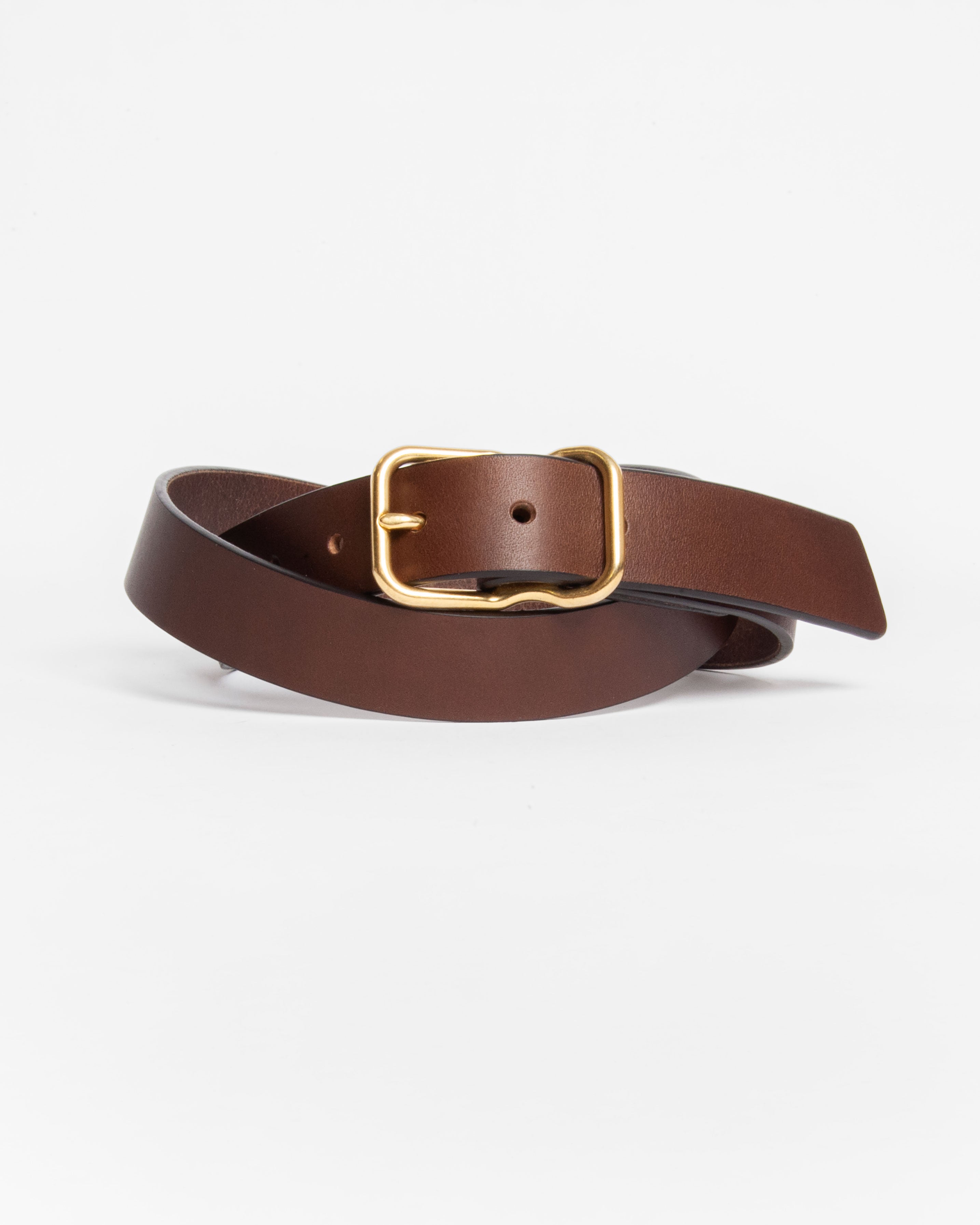 118 Signature Leather Belt - Narrow - Walnut - Brass