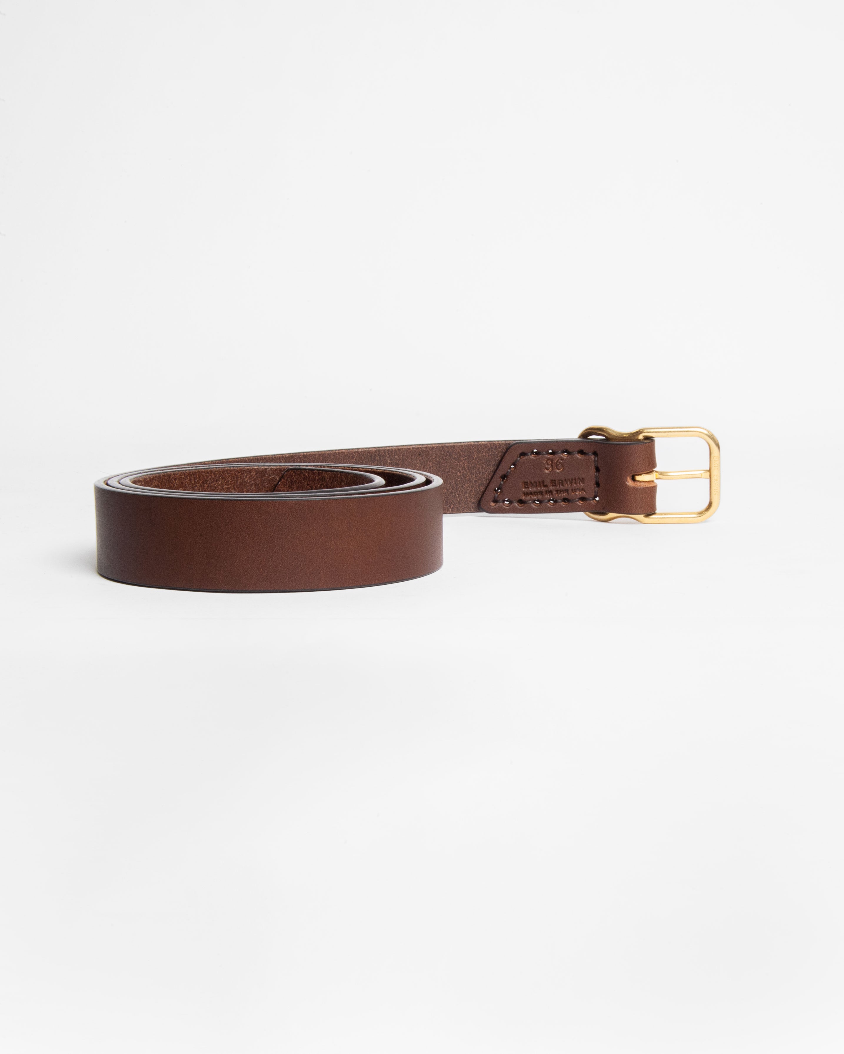 118 Signature Leather Belt - Narrow - Walnut - Brass