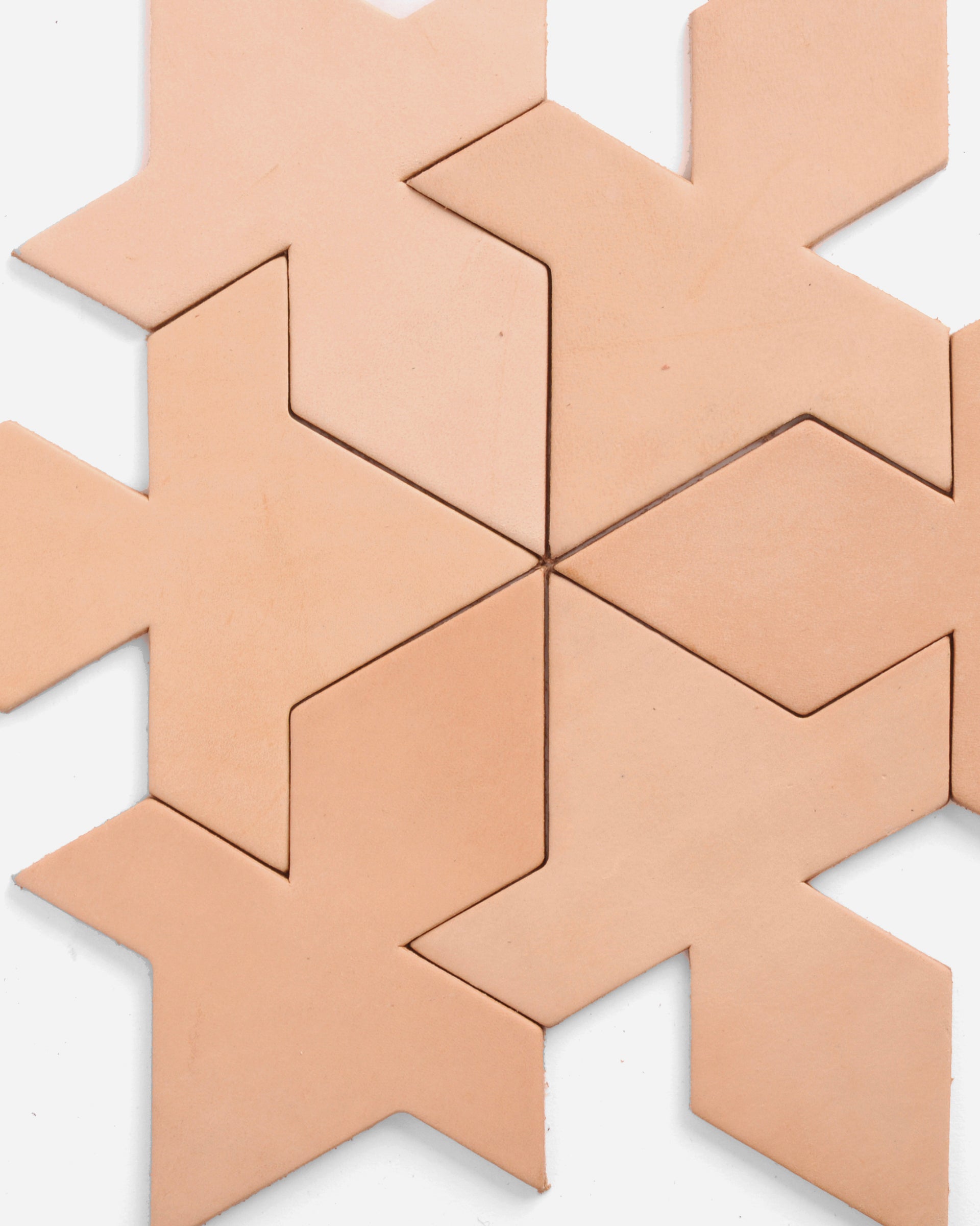 Natural Veg Tan Leather Coasters - Puzzle/Tesselation