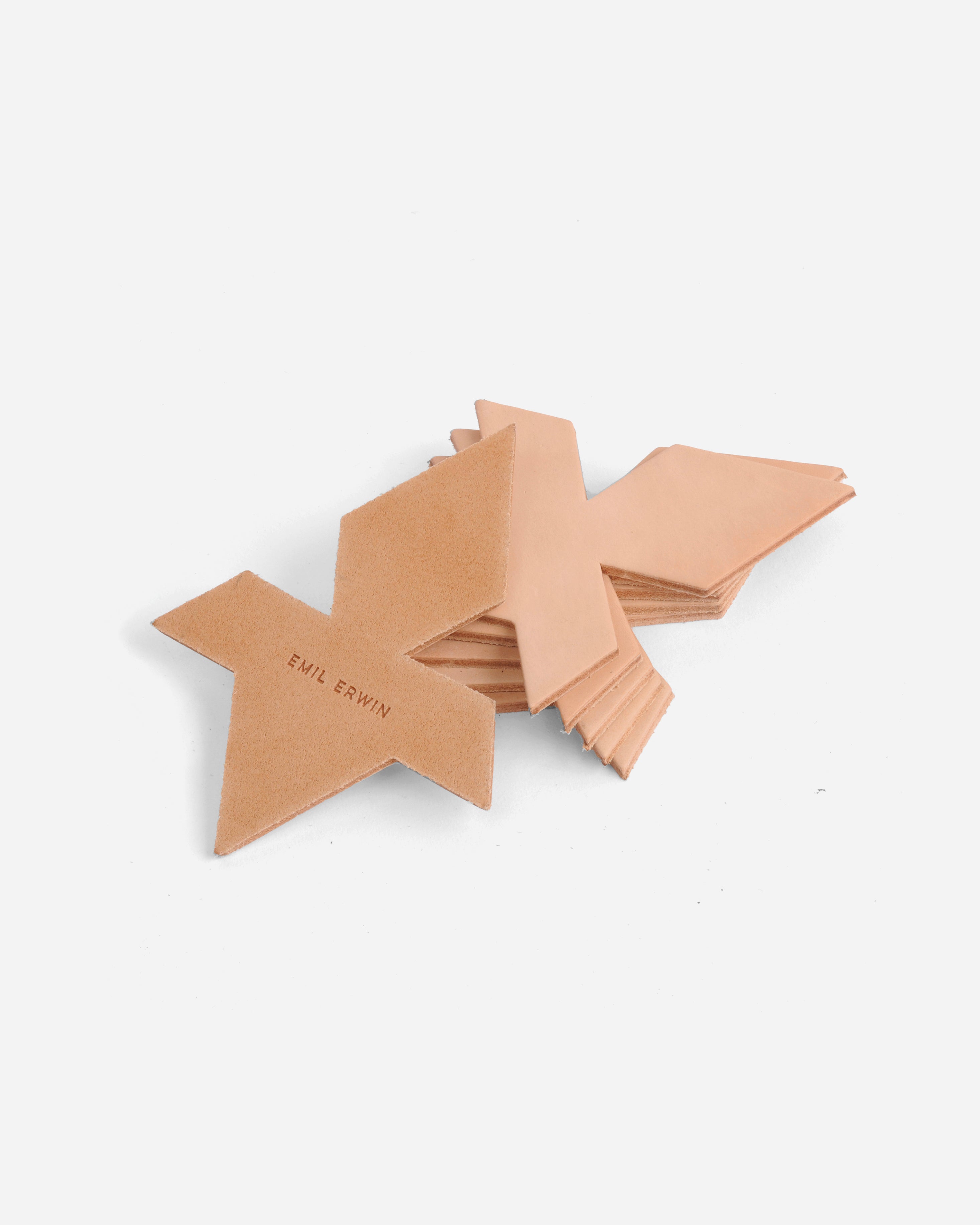 Natural Veg Tan Leather Coasters - Puzzle/Tesselation