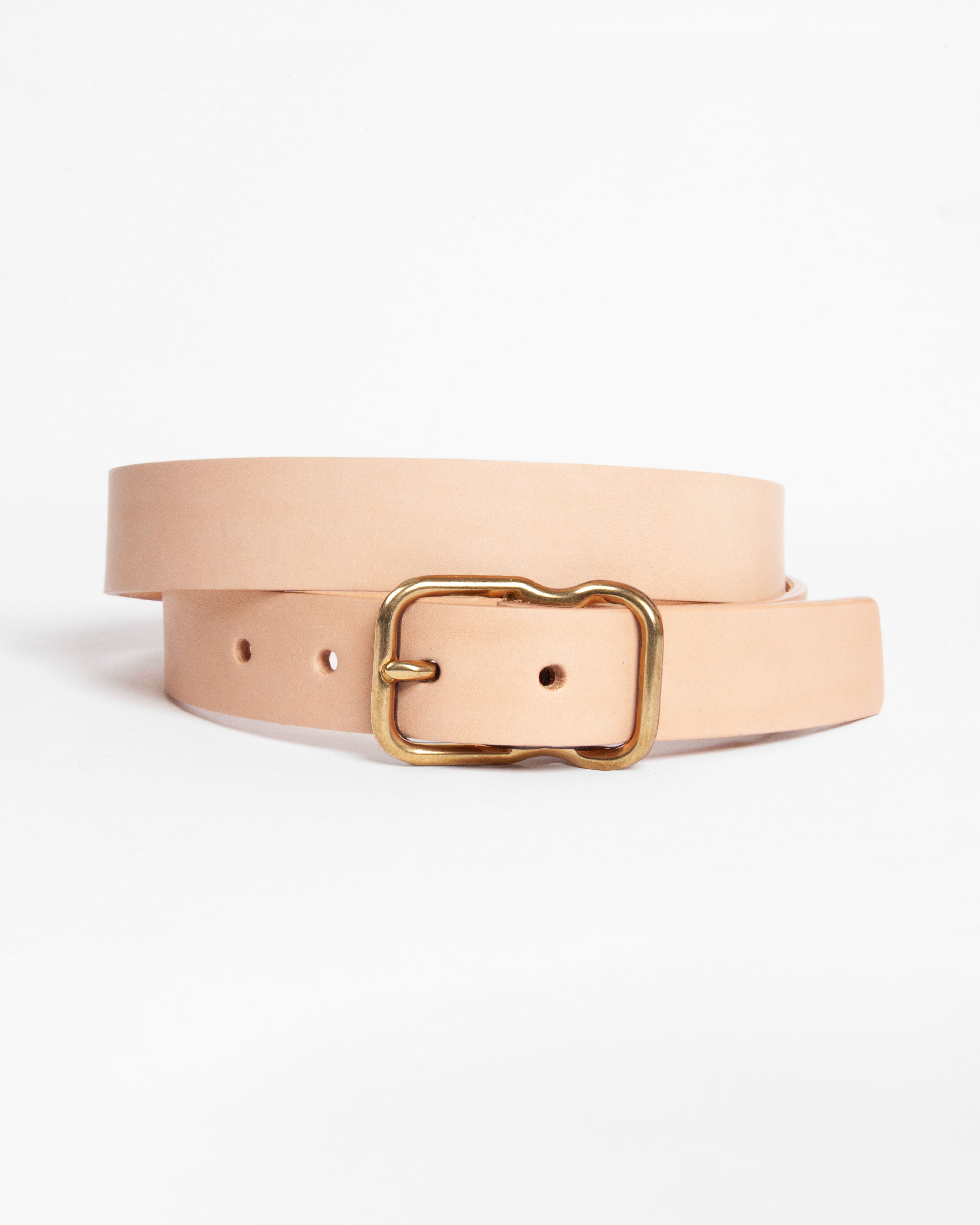 118 Signature Leather Belt - Narrow - Natural - Brass