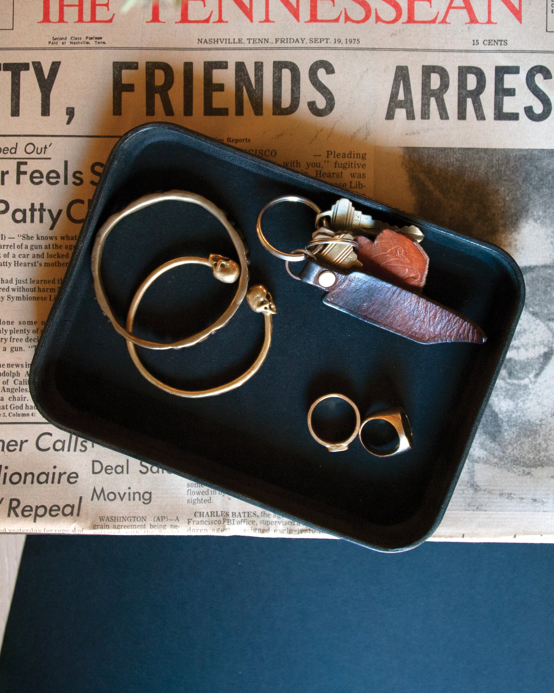 Black Leather Valet Tray