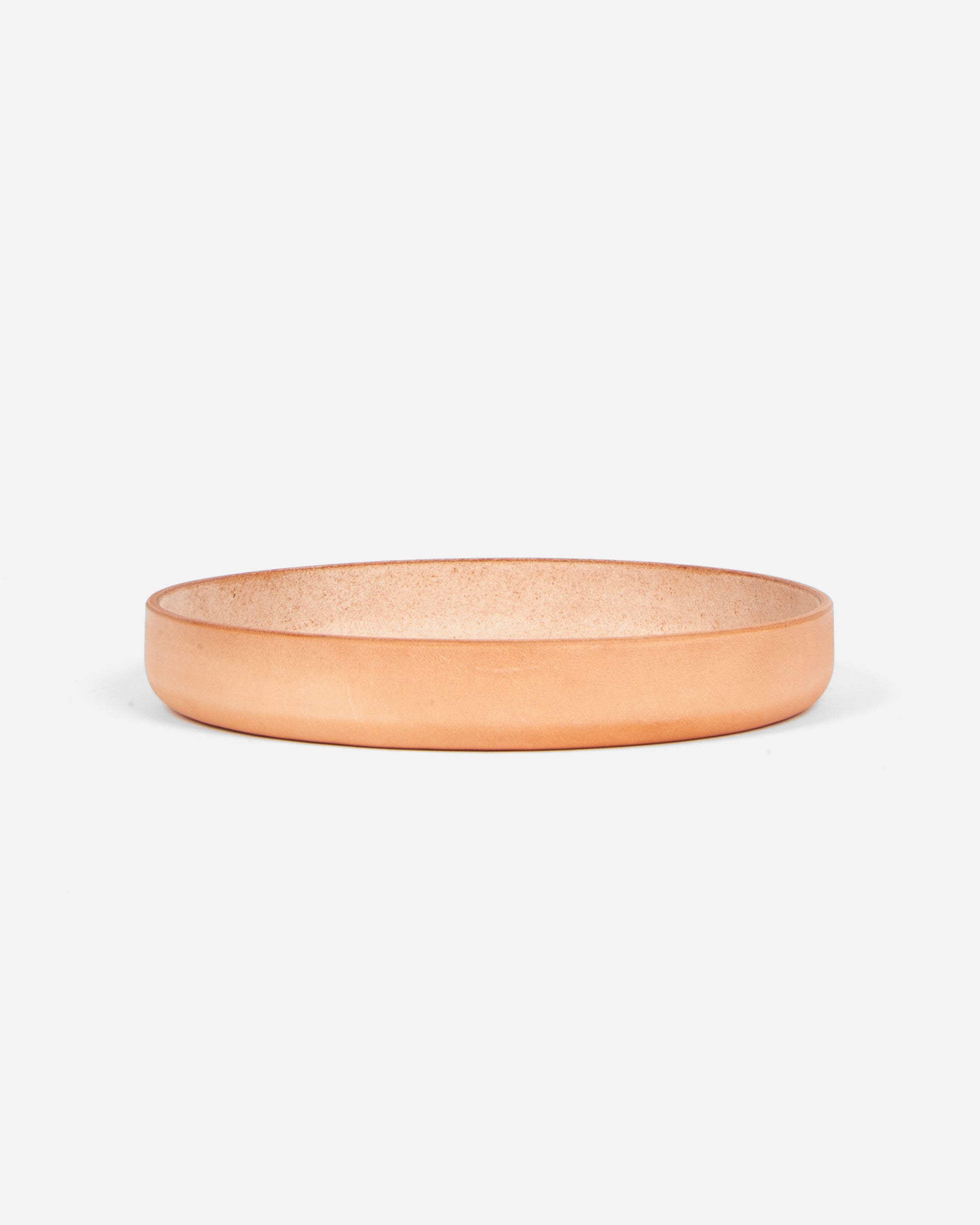 Large Round Leather Tray in Natural