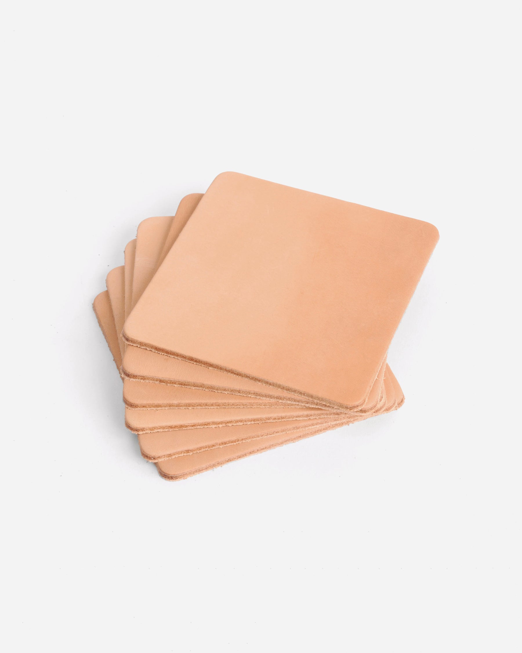 Natural Veg Tan Leather Coasters - Square