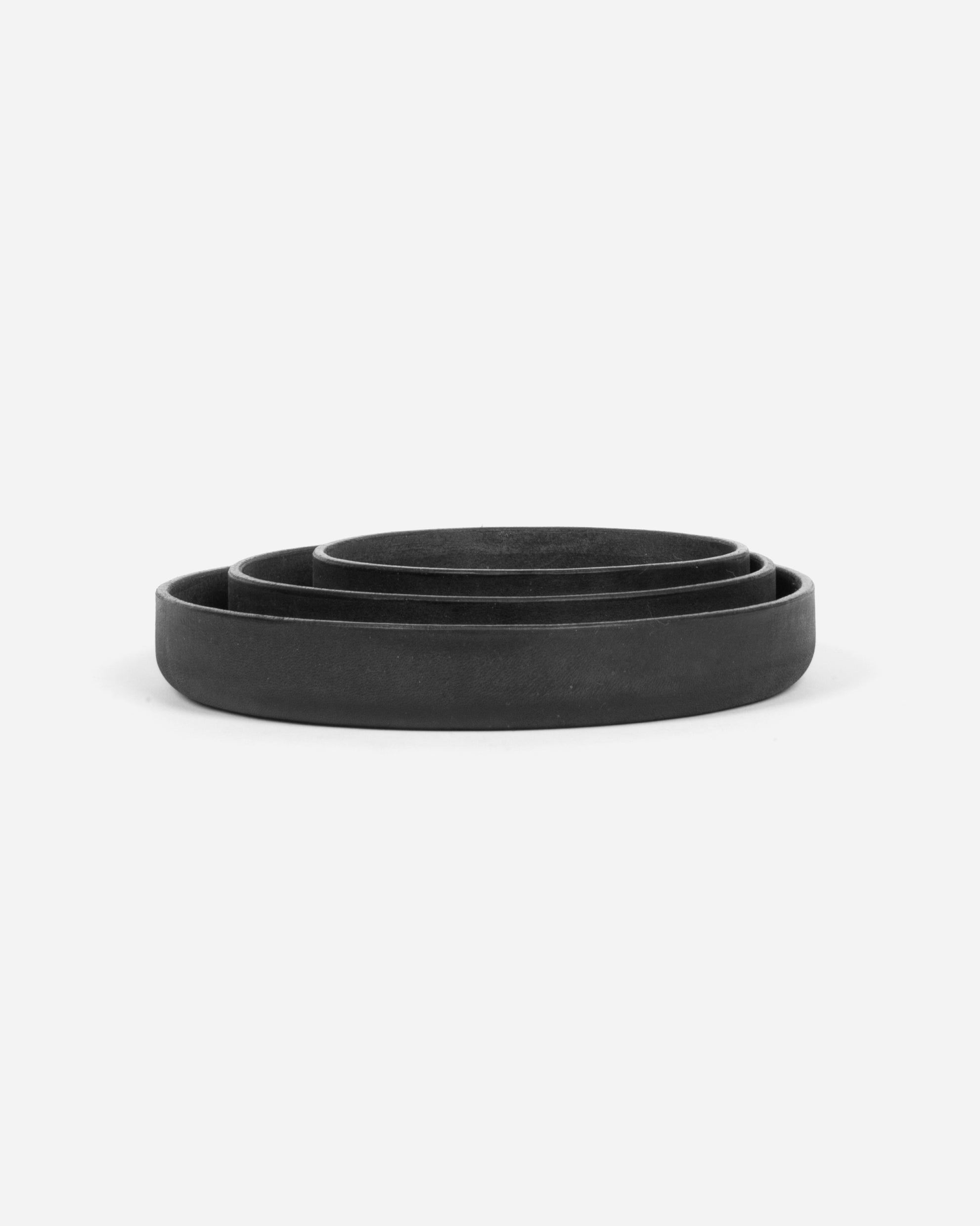Large Round Leather Tray in Black