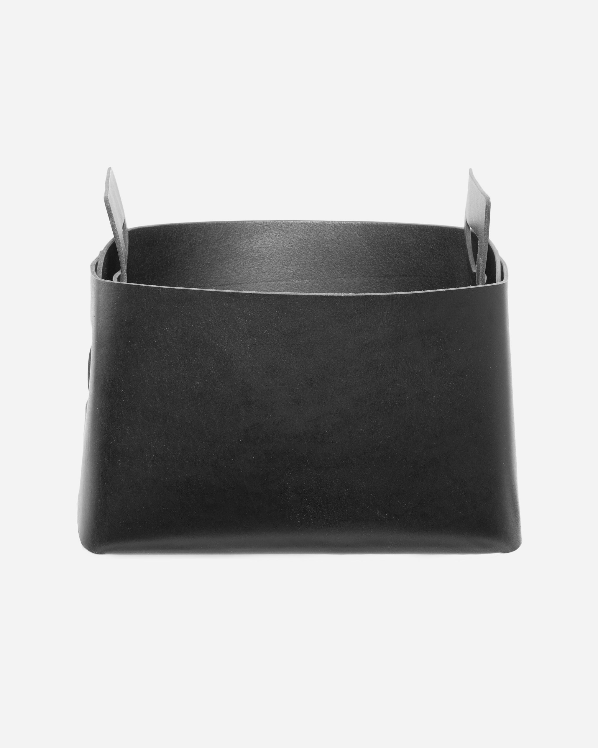 Small Leather Basket in Black