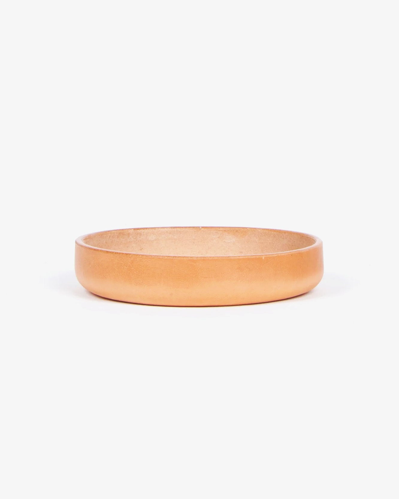 Small Round Leather Tray in Natural